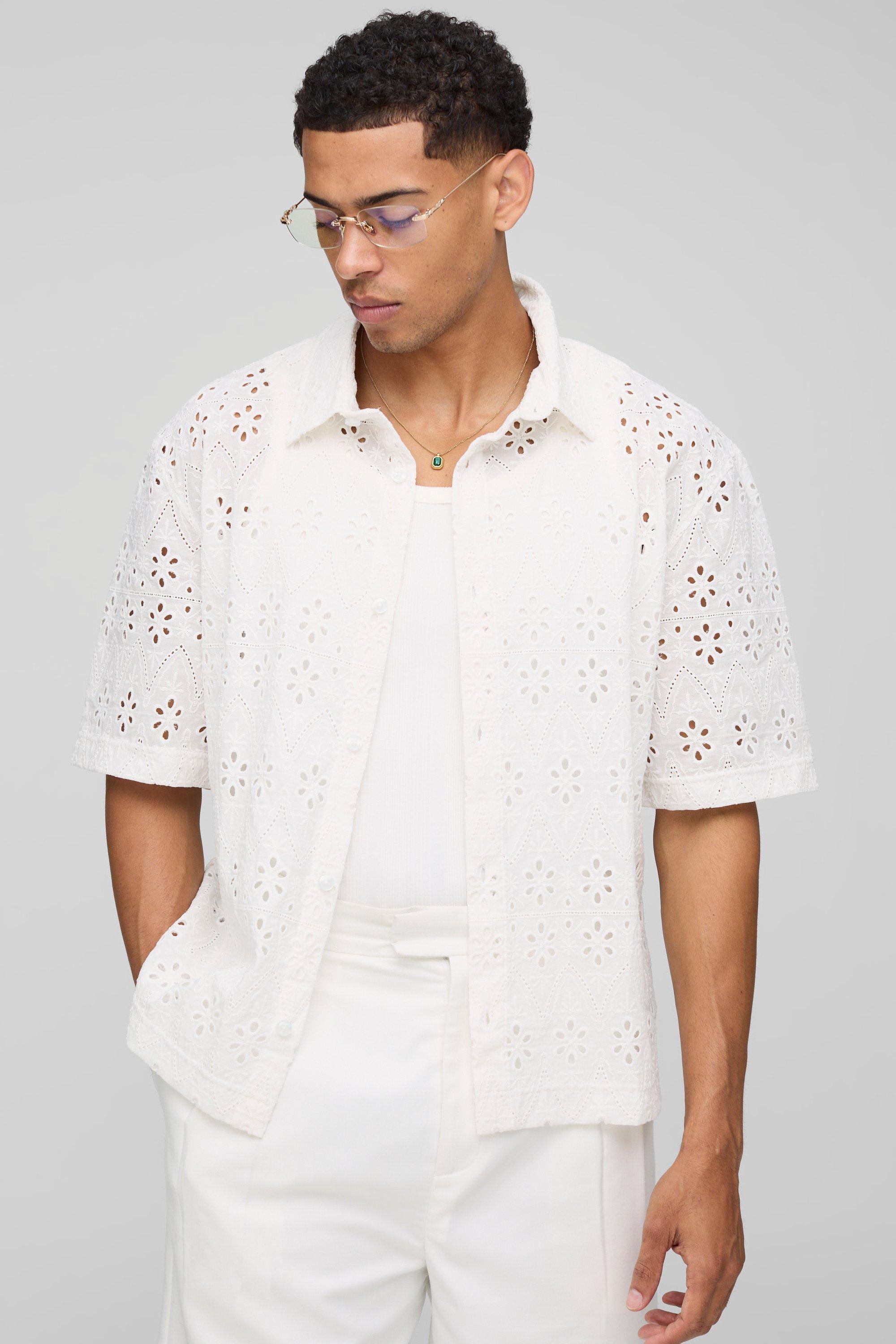 Oversized Broderie Collared Shirt