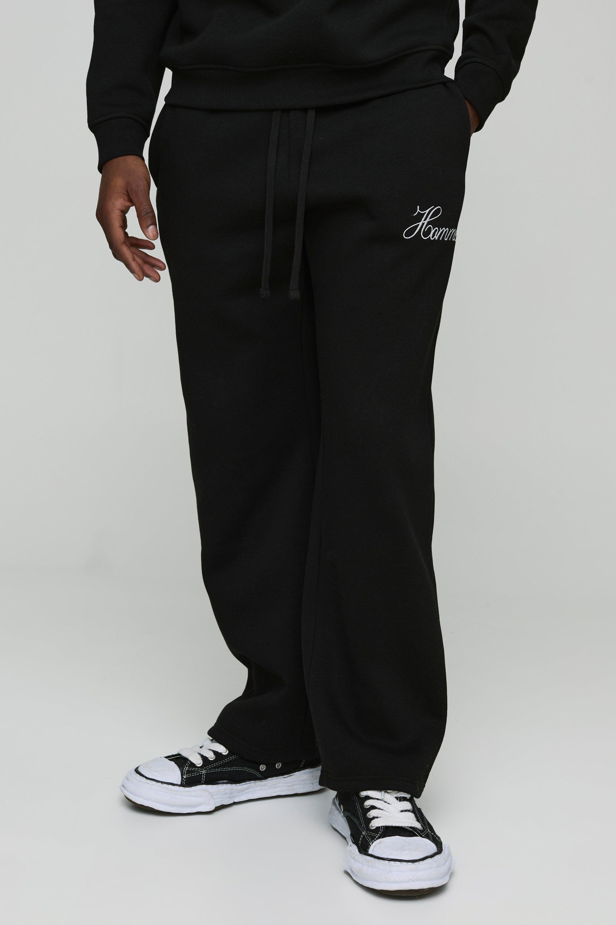 Mens Black Straight Leg Homme Embroidered Joggers, Black