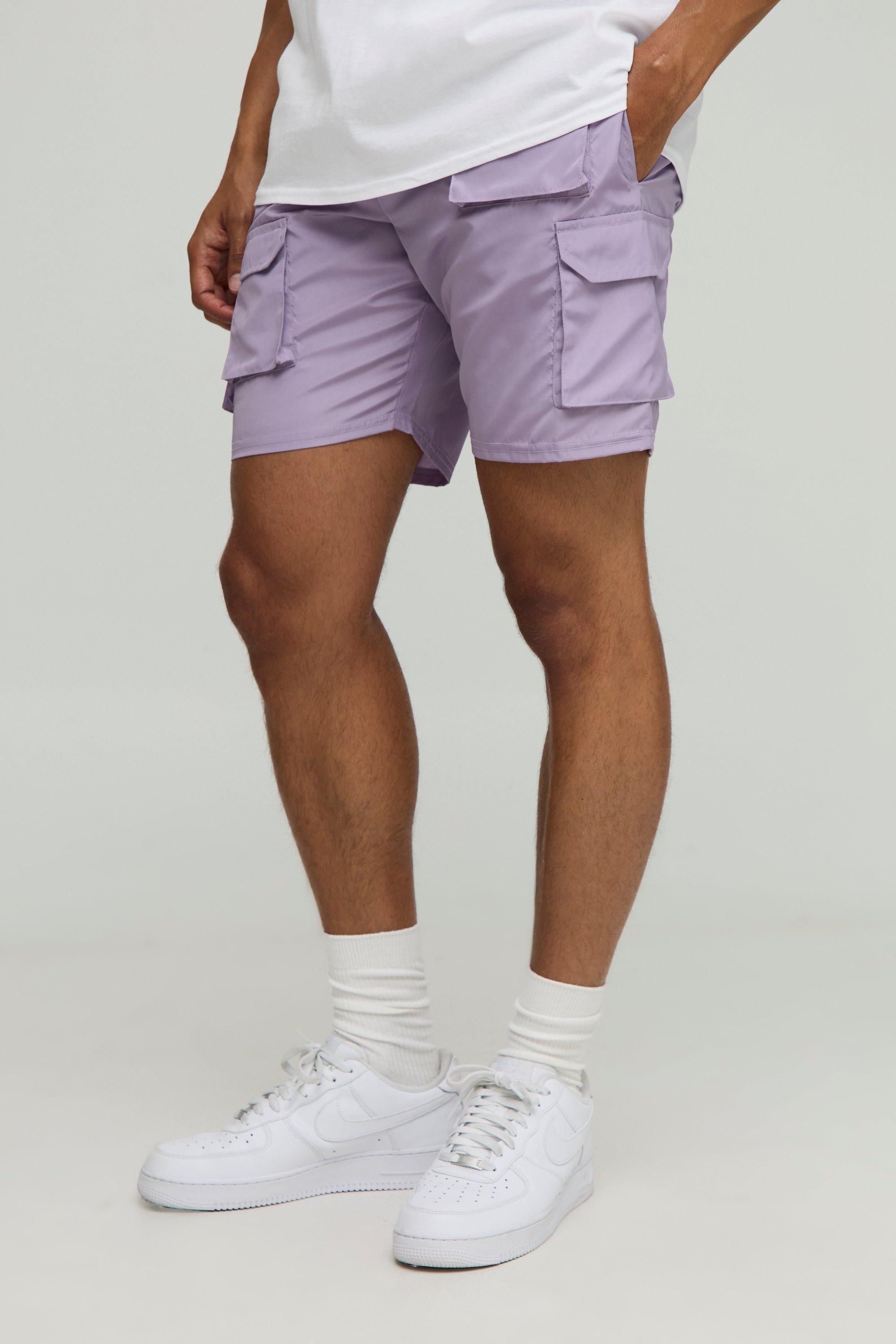 Elasticated Waist Slim Fit Shell Multi Cargo Shorts