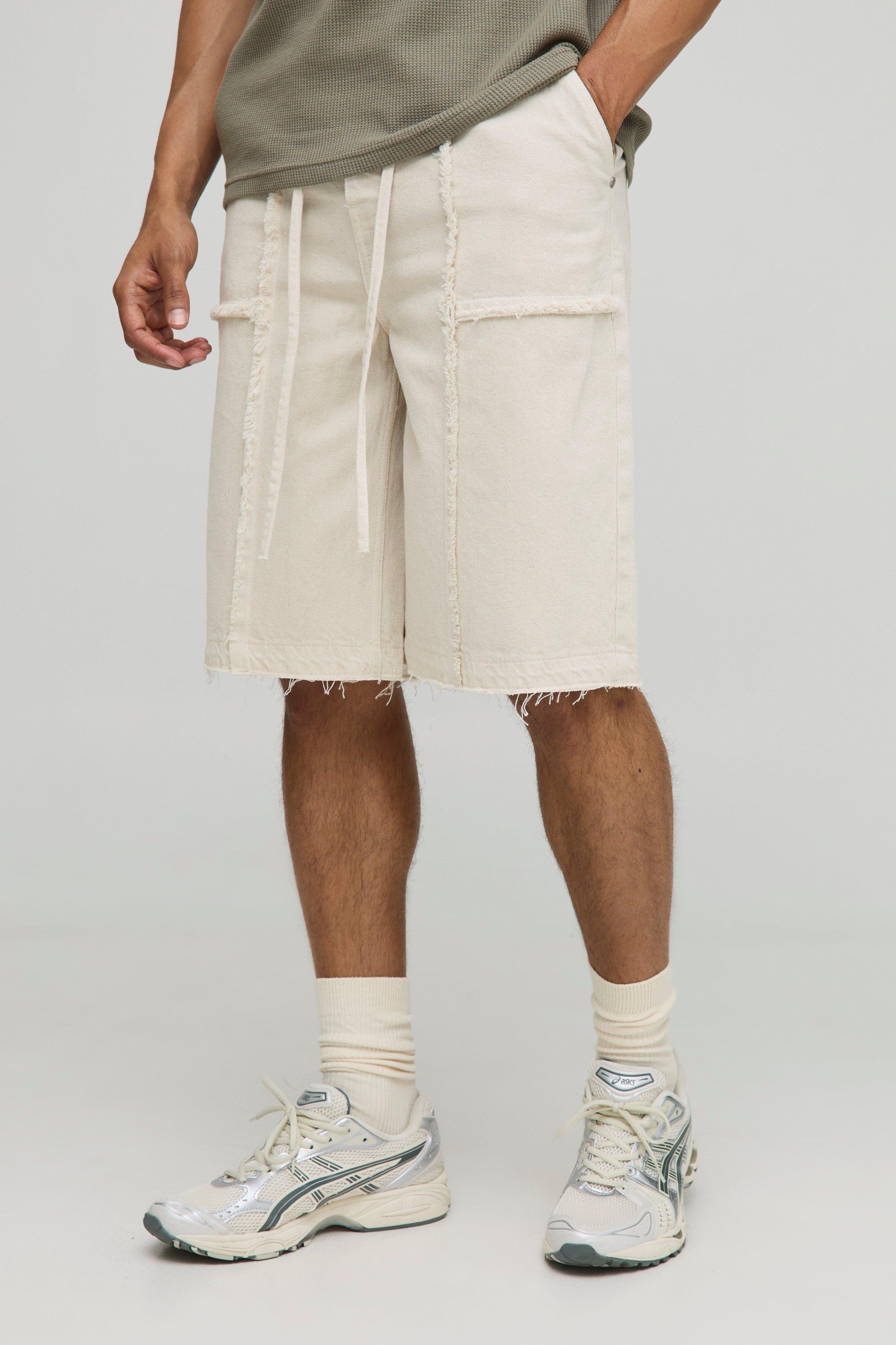 Regular Fit Panelled Back Pocket Embroidered Jorts