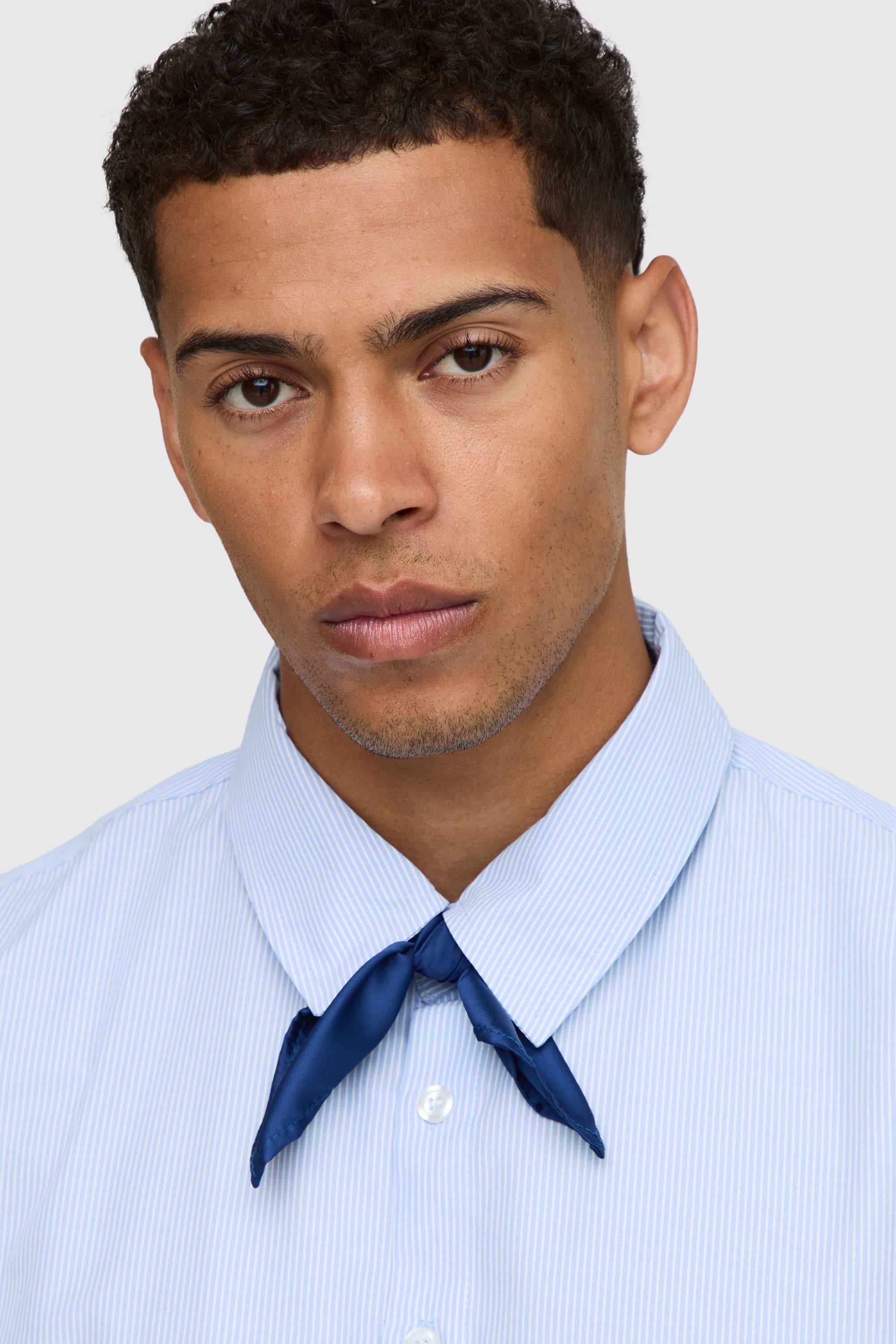 Mens Navy Cotton Neck Scarf, Navy