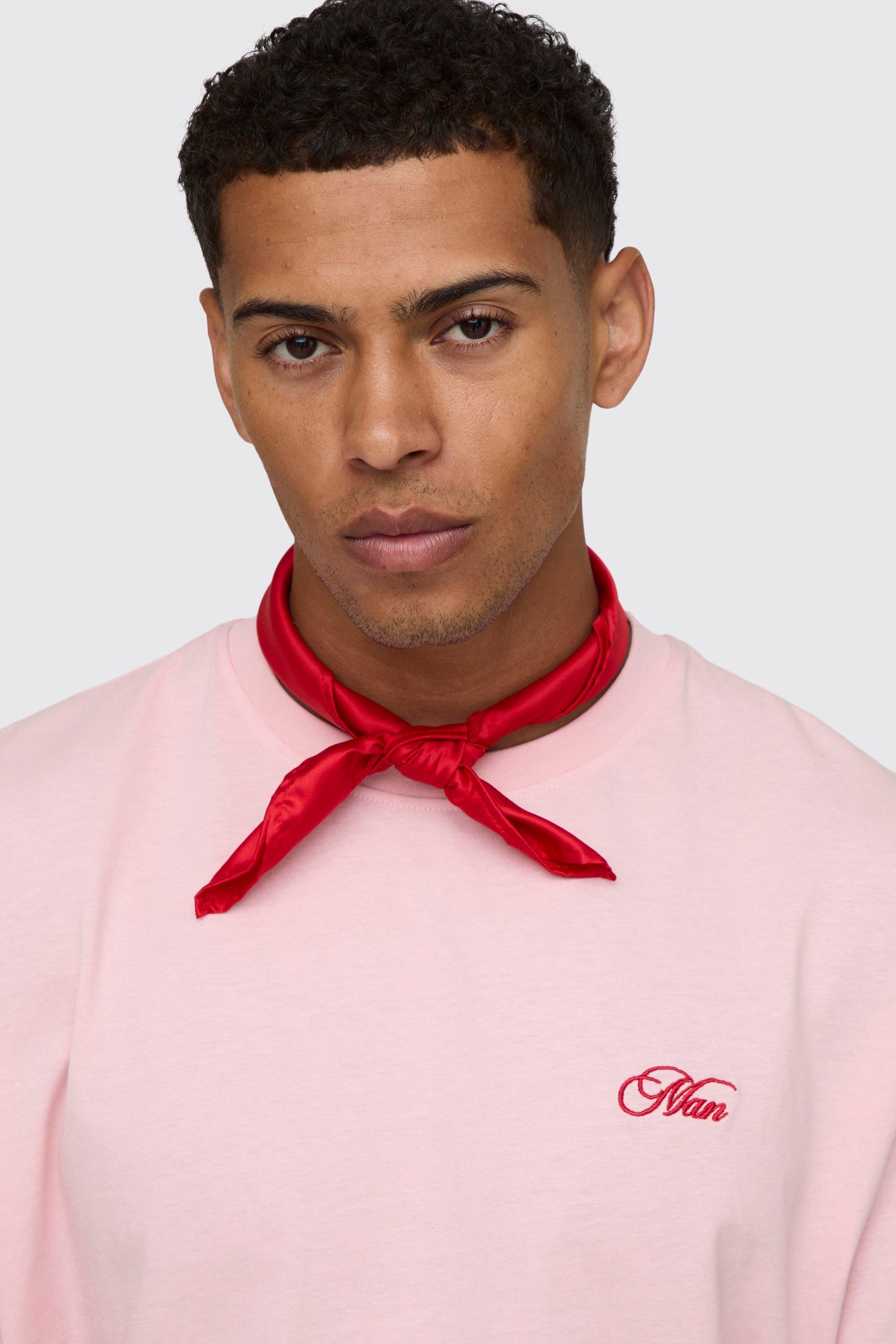 Mens Red Cotton Neck Scarf, Red