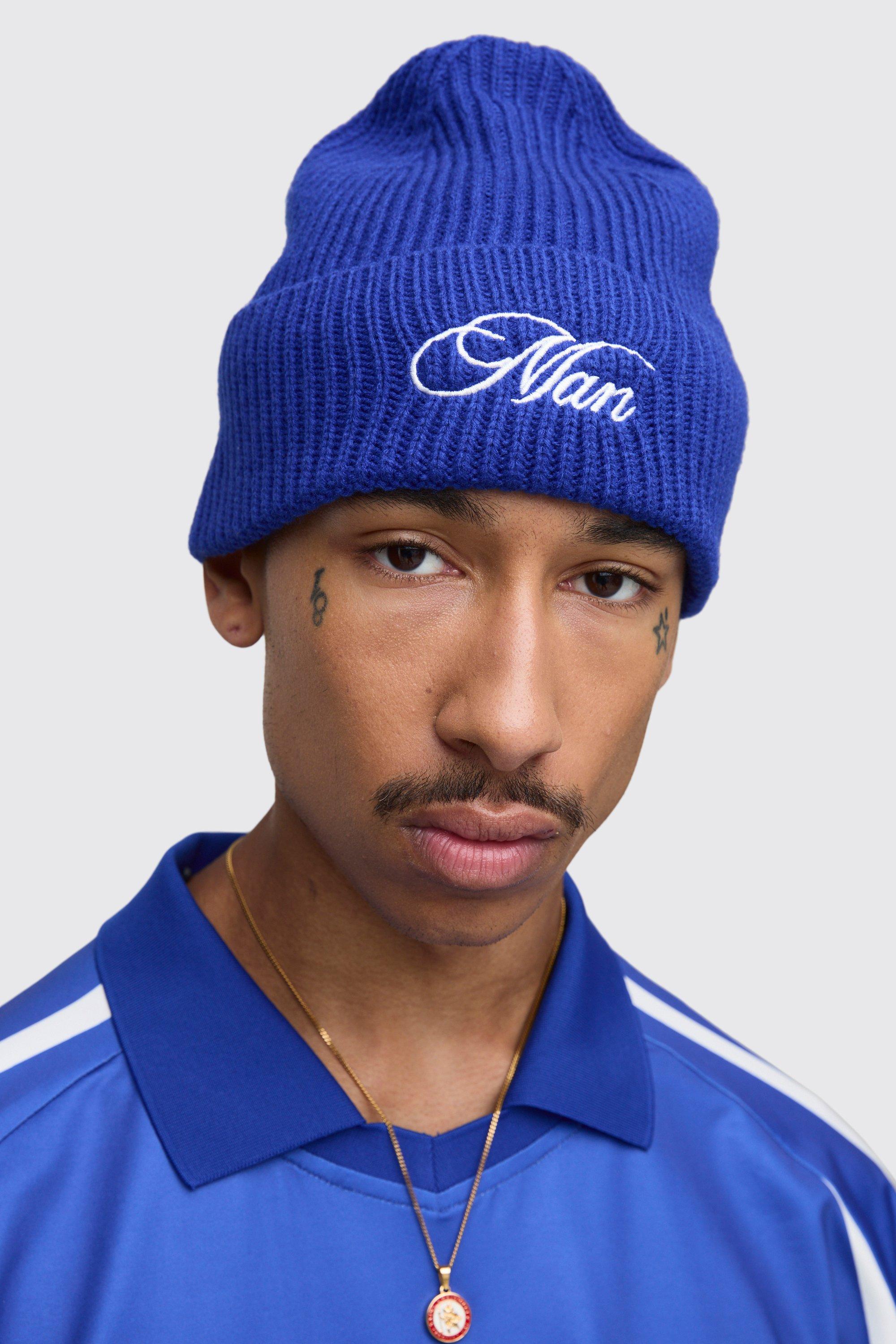 Boohoo Man Geborduurde Muts, Cobalt