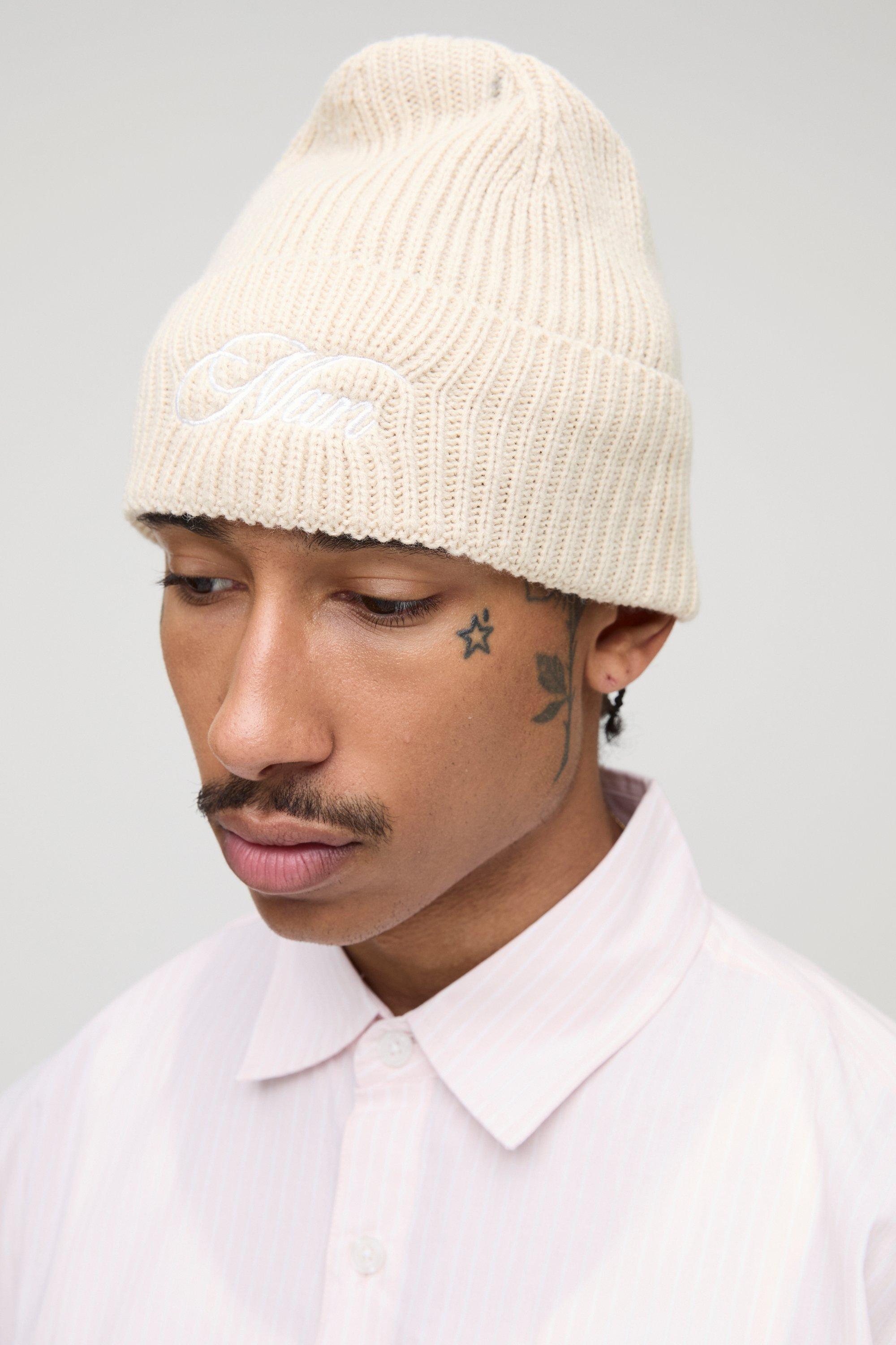 Boohoo Man Geborduurde Muts, Ecru