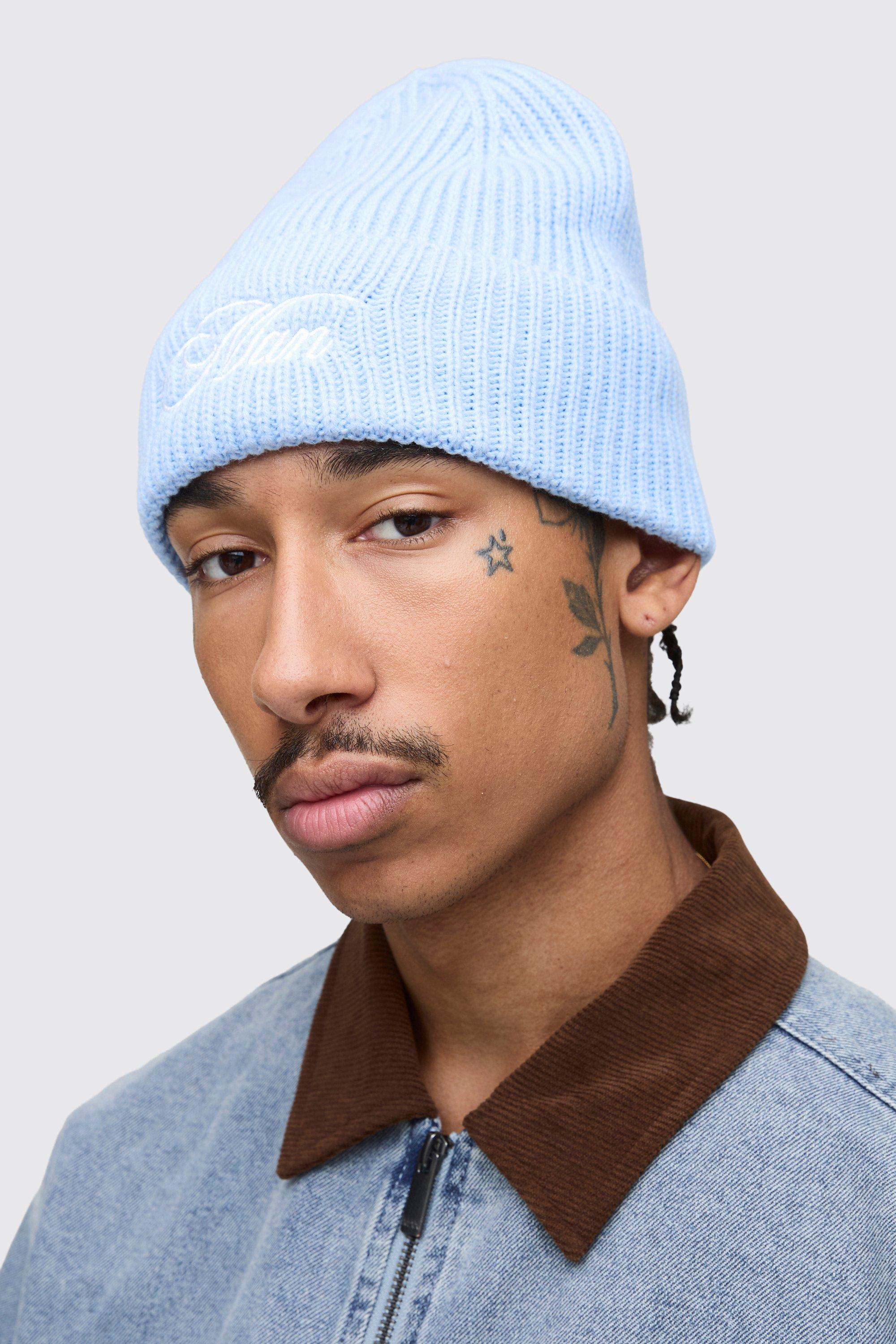 Boohoo Man Geborduurde Muts, Light Blue