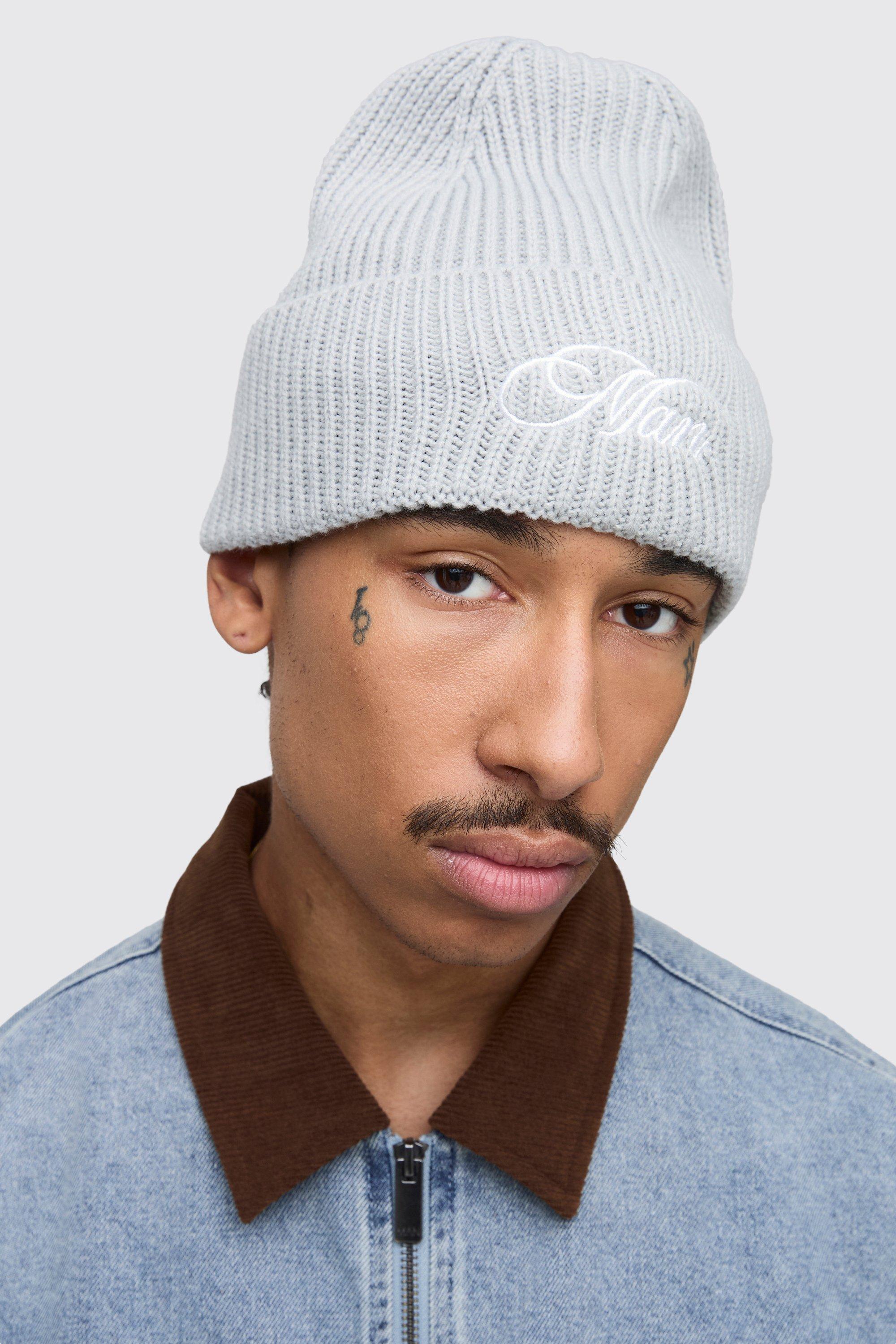 Boohoo Man Geborduurde Muts, Light Grey