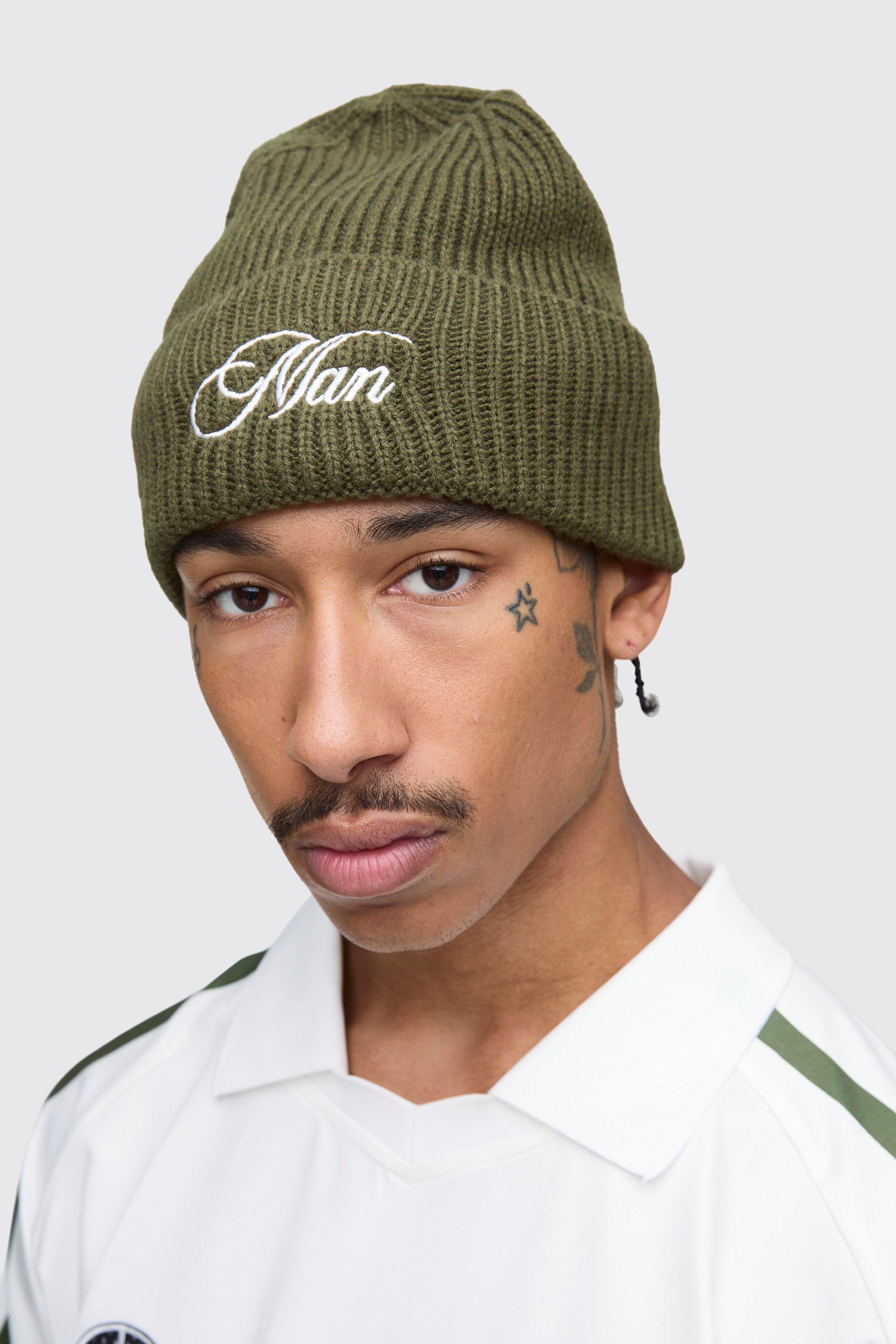 Boohoo Man Geborduurde Muts, Olive