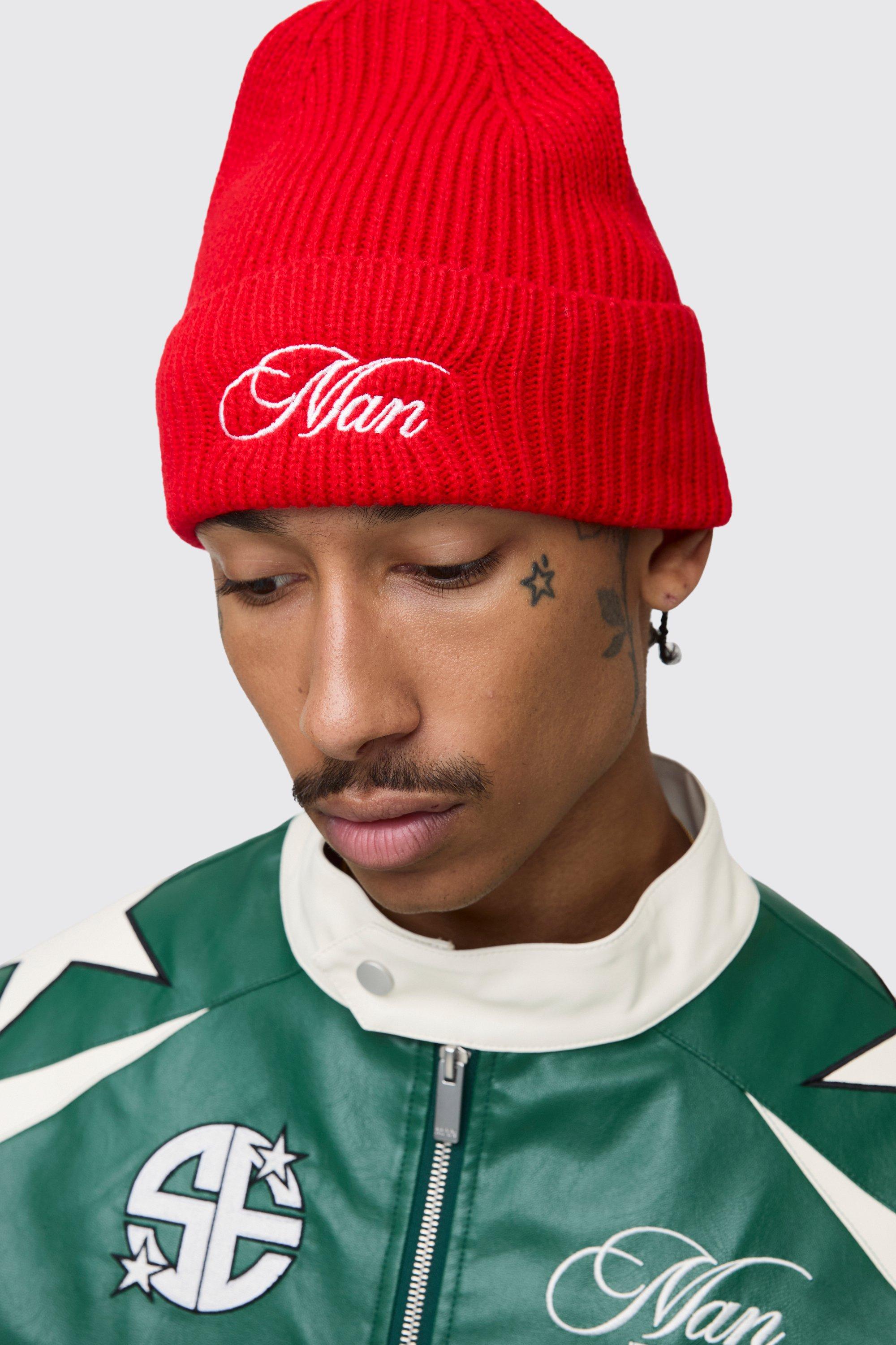 Boohoo Man Geborduurde Muts, Red