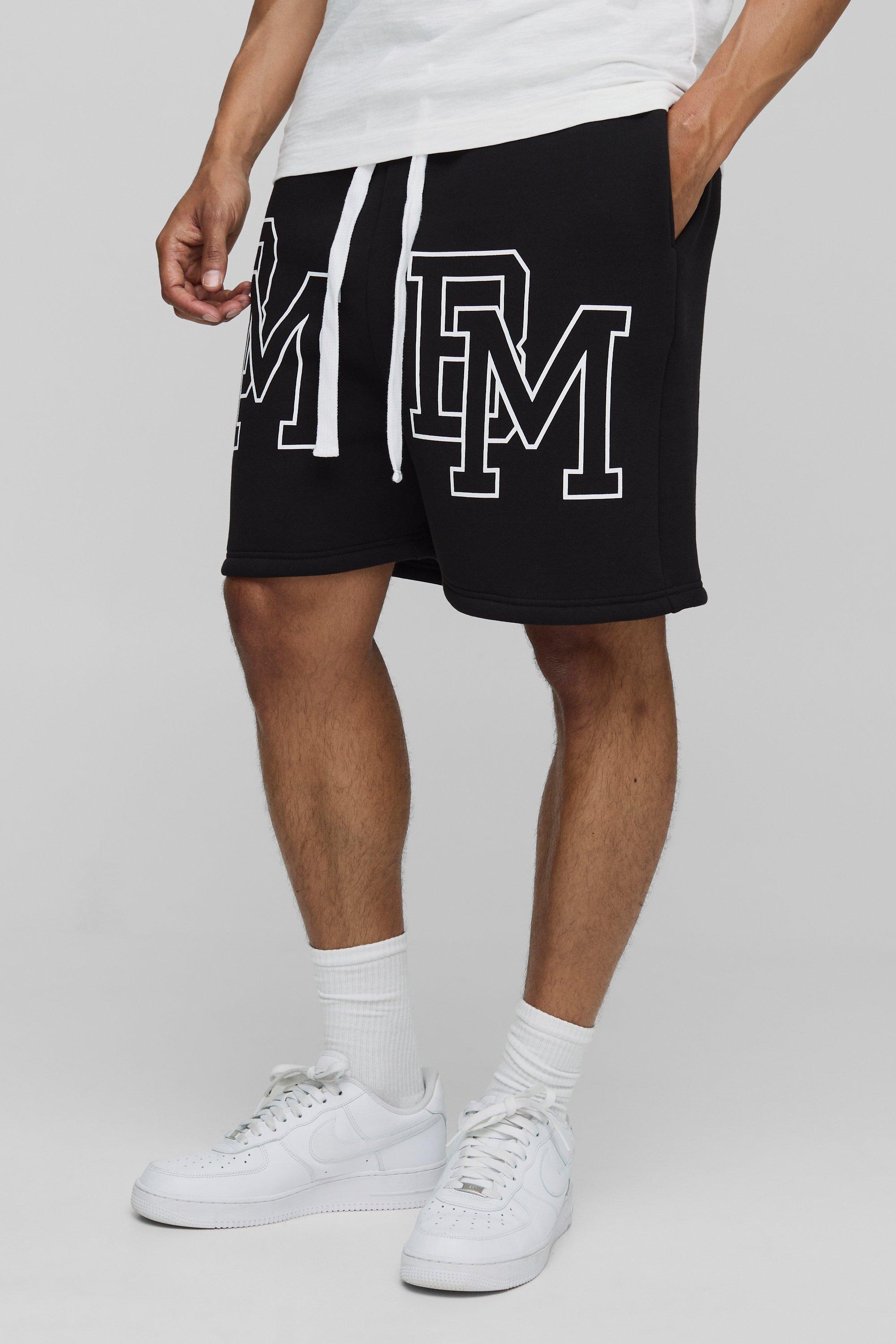 Mens Black Oversized BM Dropped Crotch Shorts, Black
