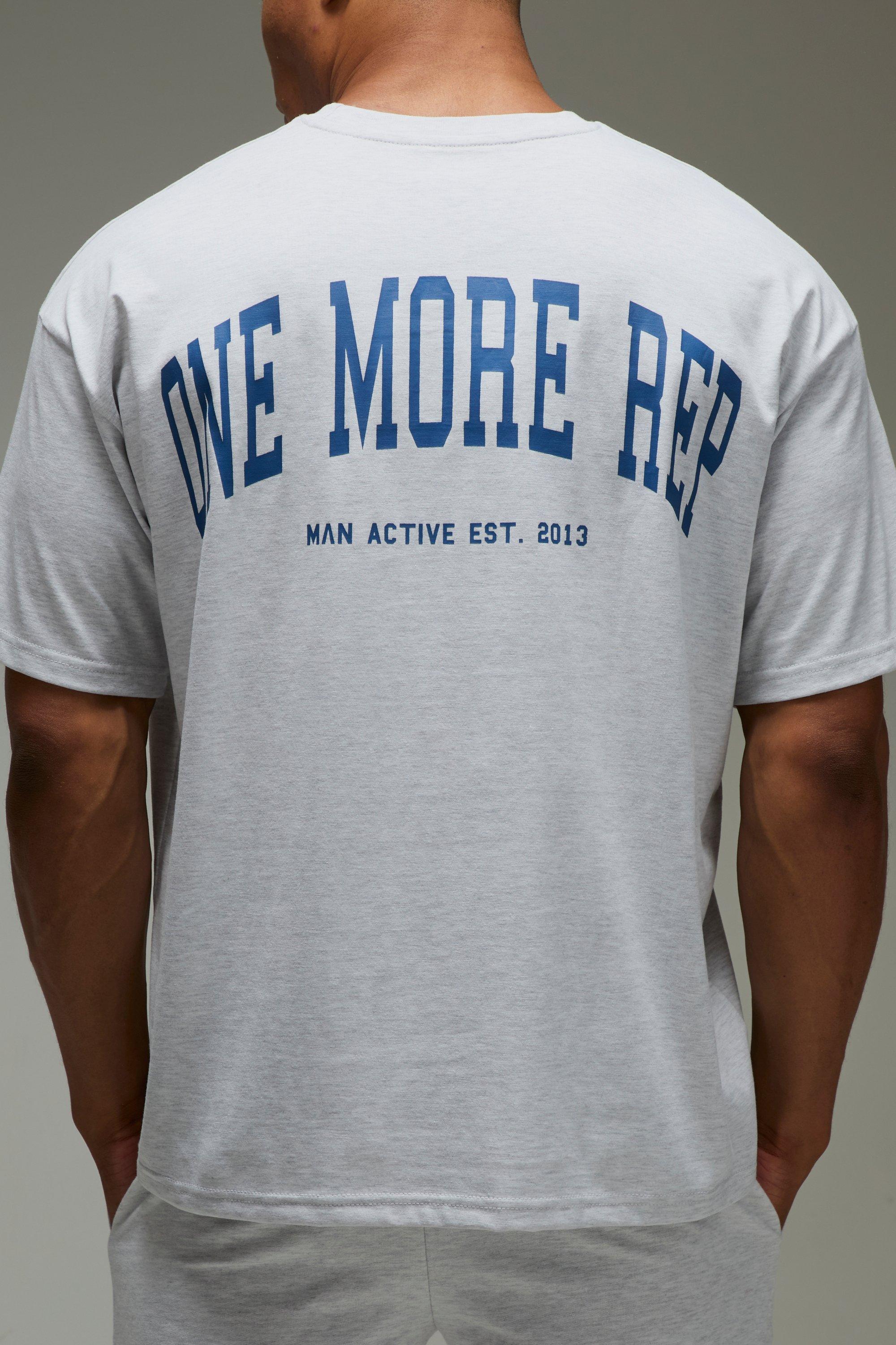 Image of T-shirt oversize Man Active One More Rep, Grigio
