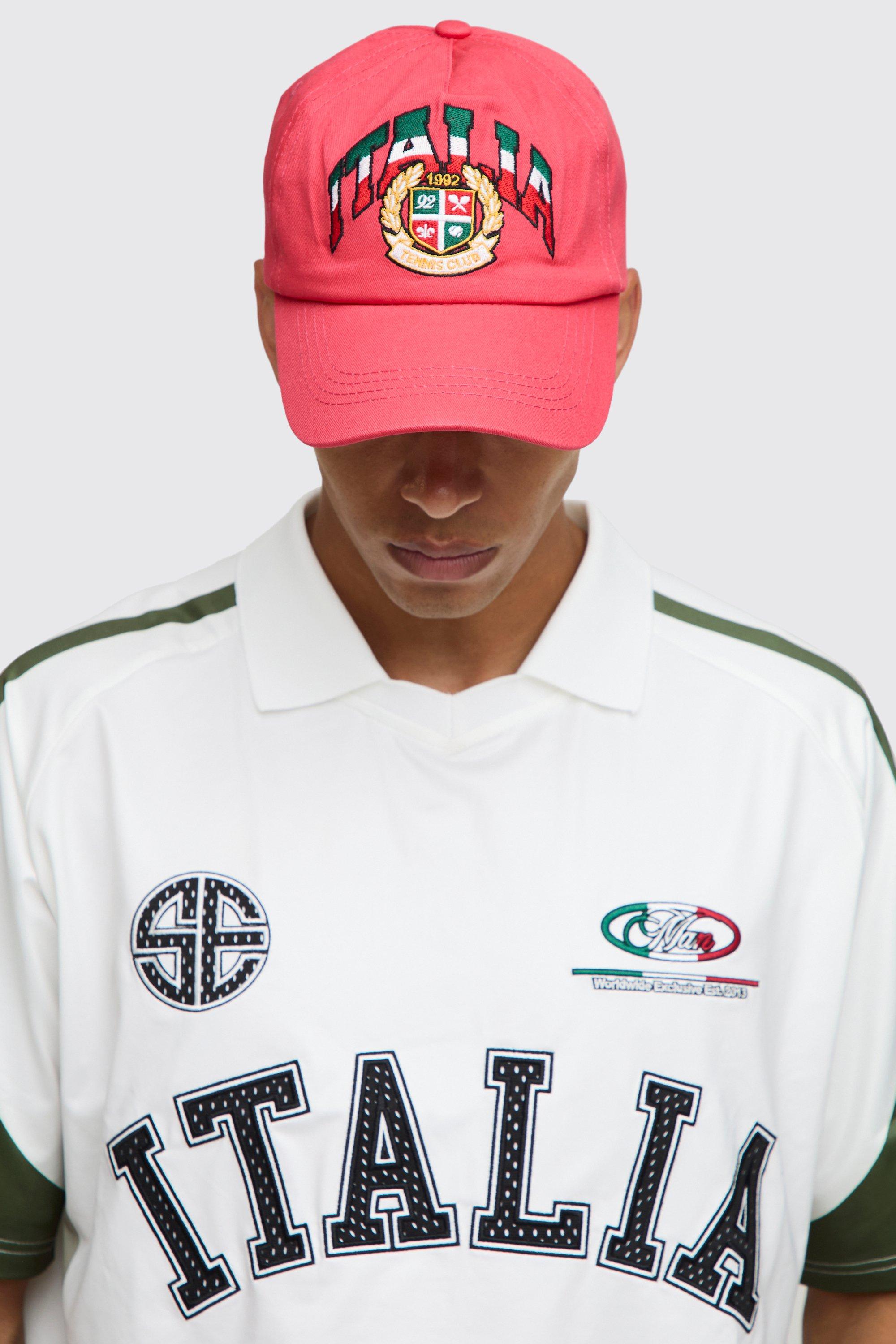 Image of Cappello da baseball con ricamo Italia, Rosso