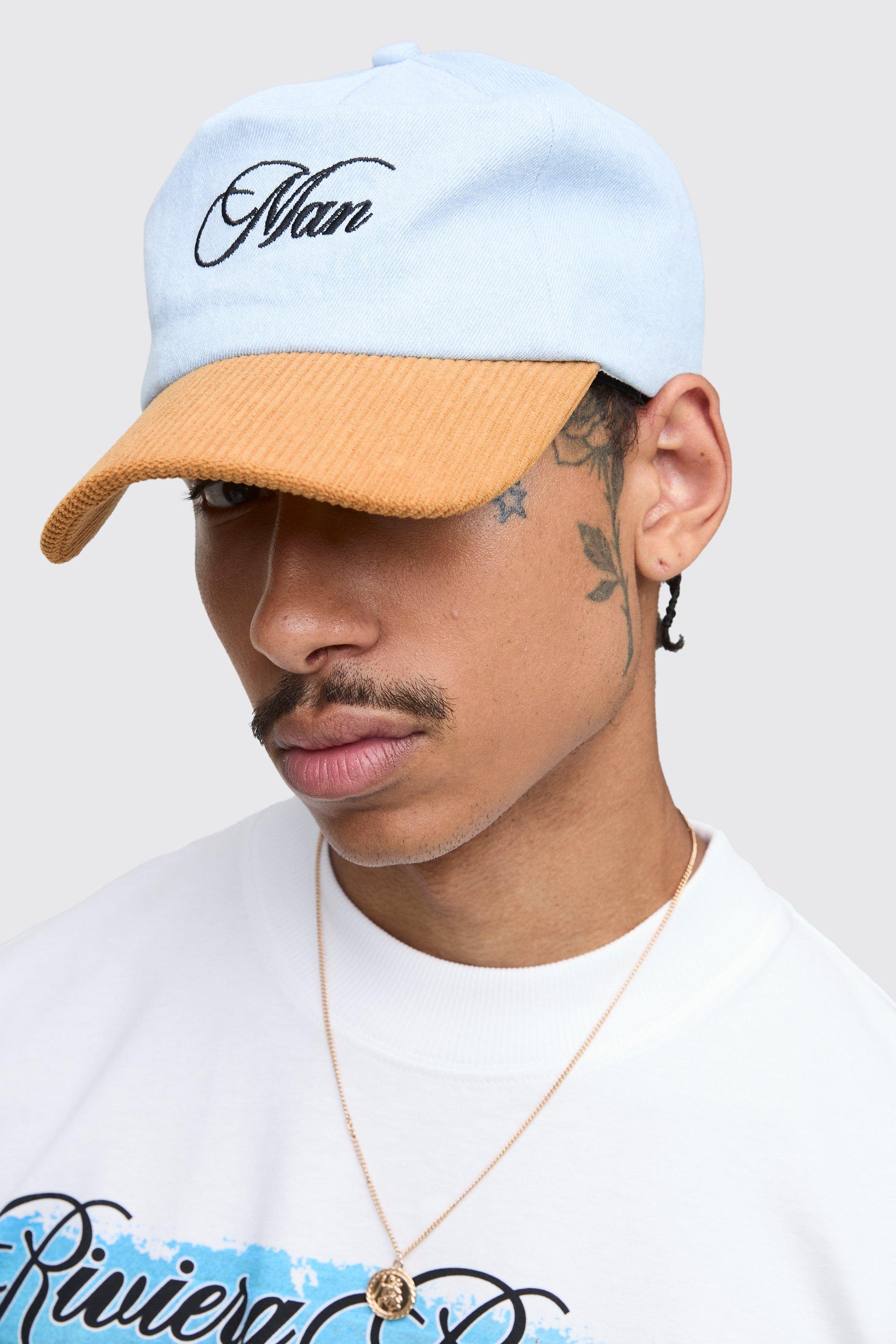 Boohoo Man Geborduurde Denim Pet, Denim-Blue