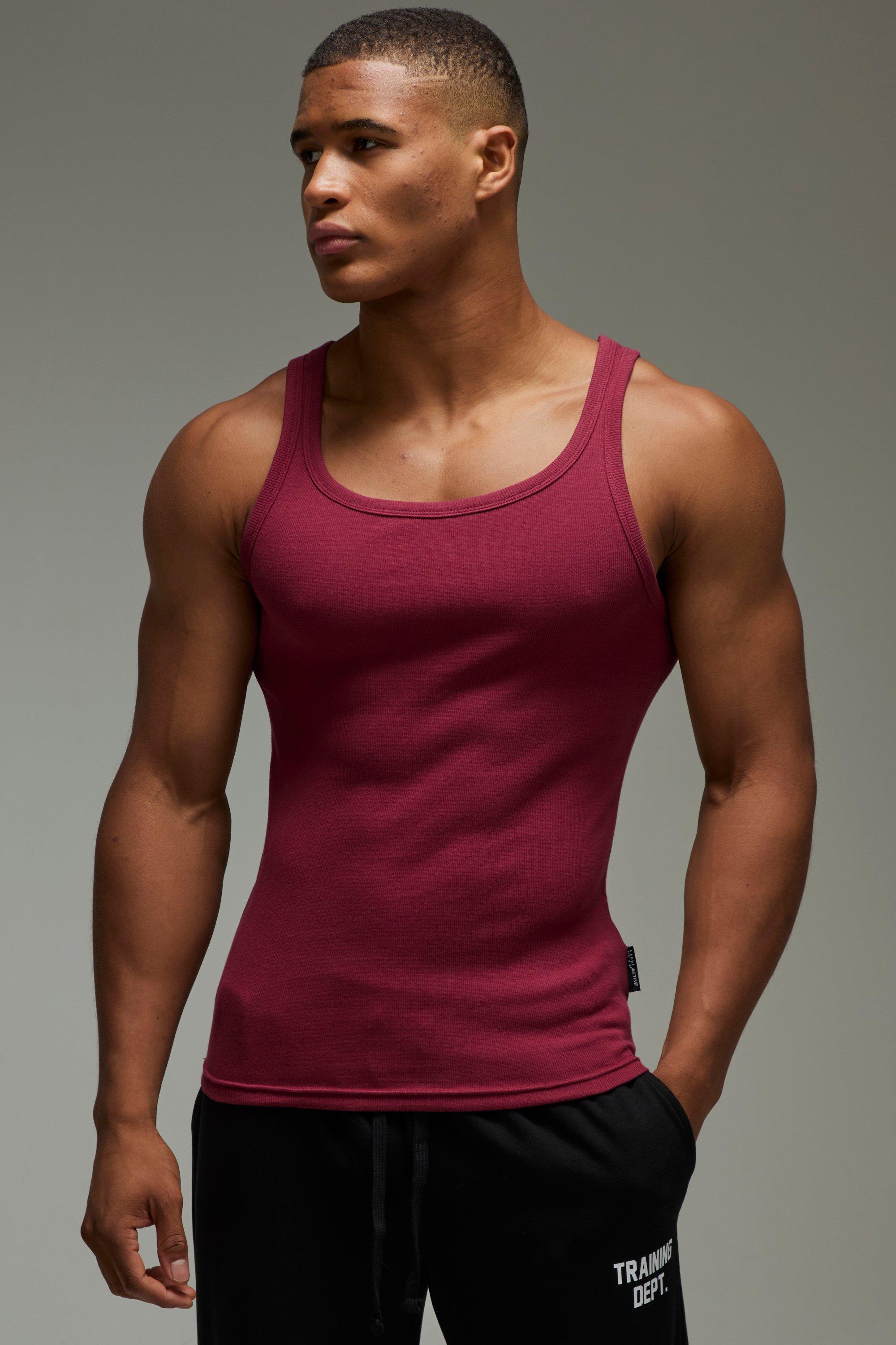 Man Active Gym Muscle Fit Ribbed Vest