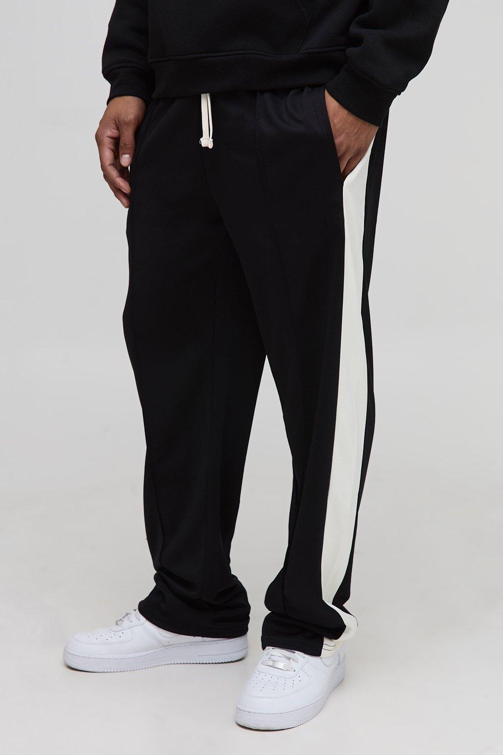 Image of Elasticated Relaxed Fit Tricot Panel Trousers With Pintuck, Nero