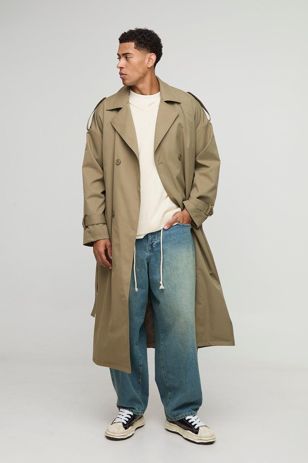 Oversized Twill Double Breasted Trench Coat