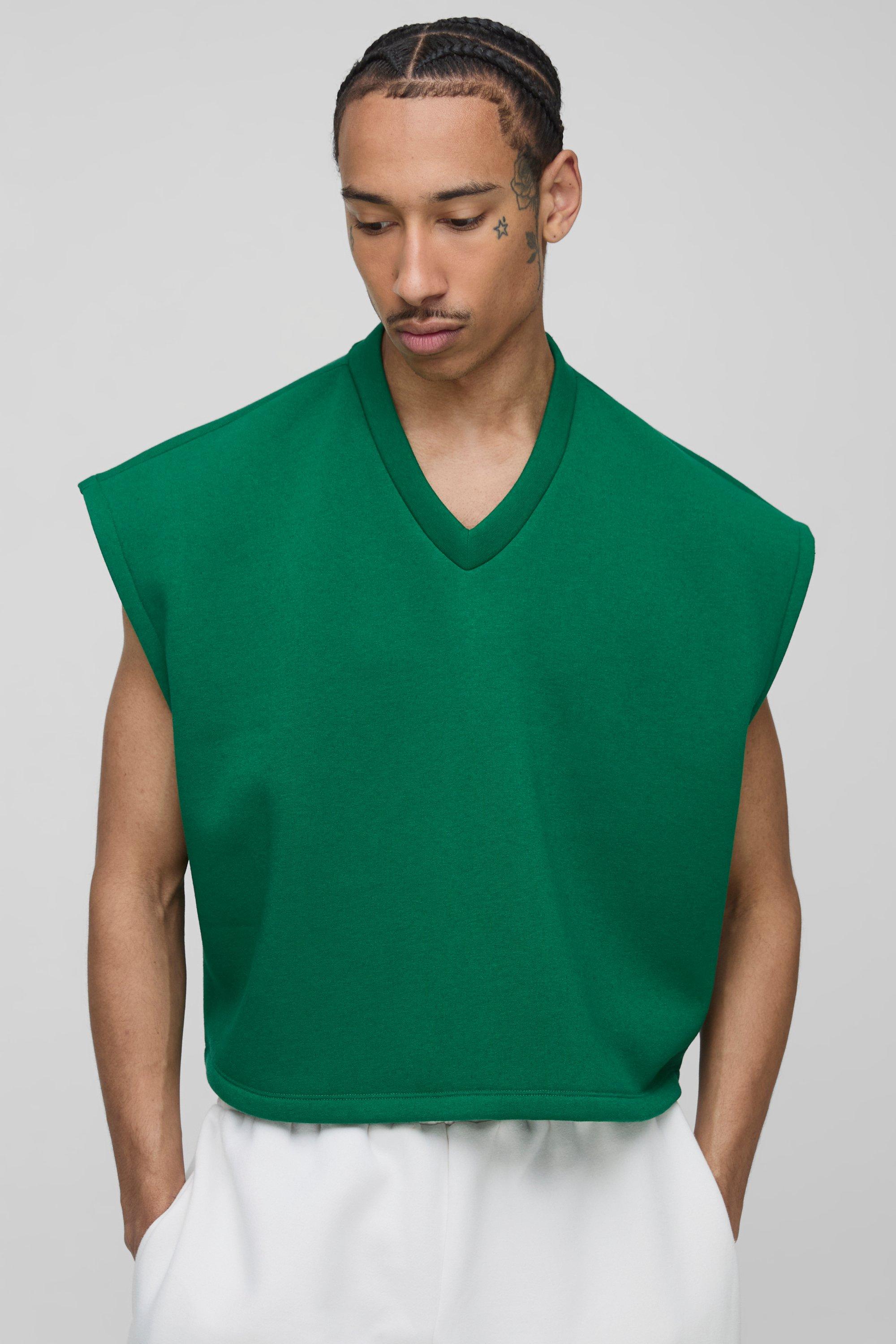 Oversized Boxy Cropped V Neck Sweatshirt Vest
