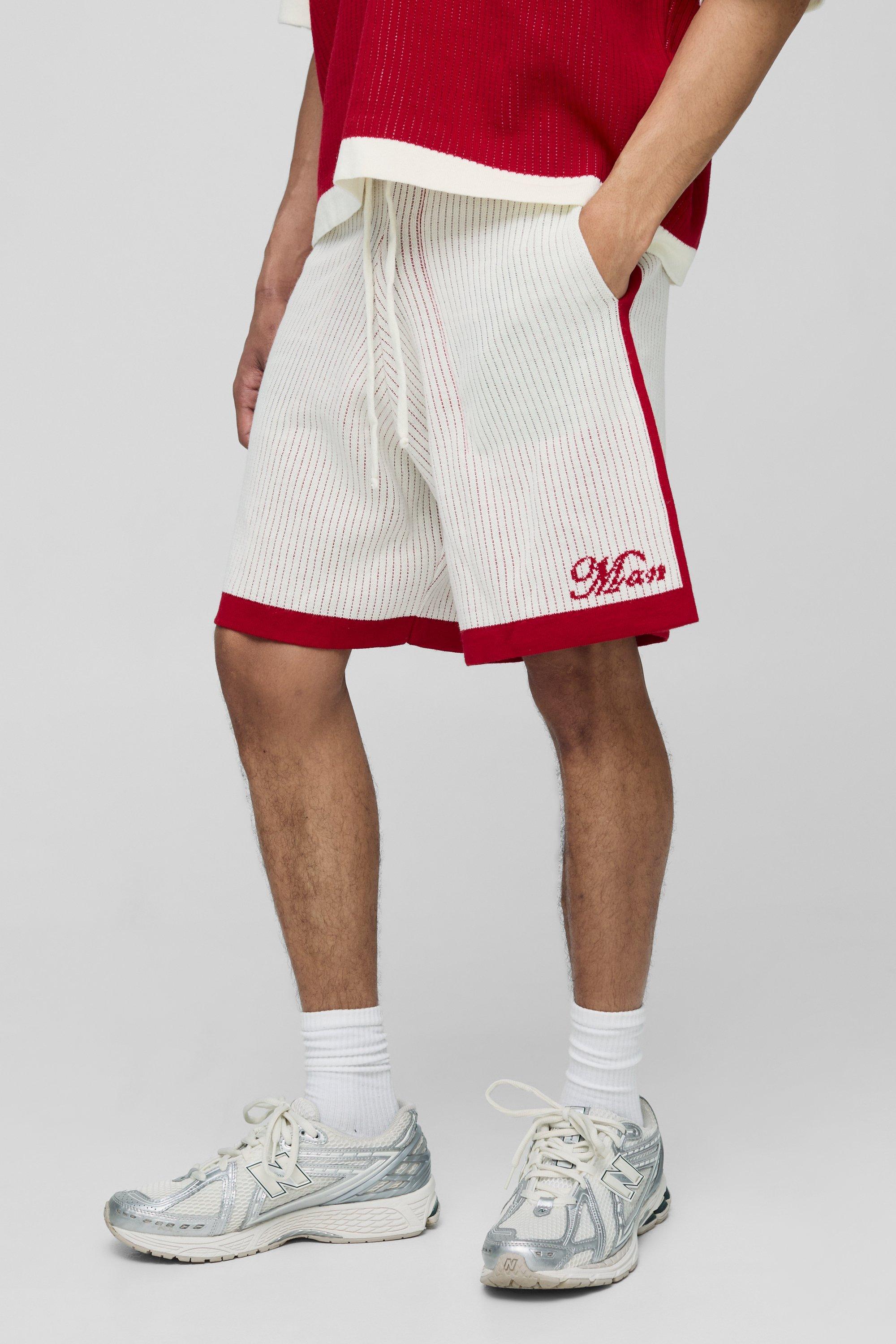 Mens Cream Relaxed Rib Knitted Short, Cream