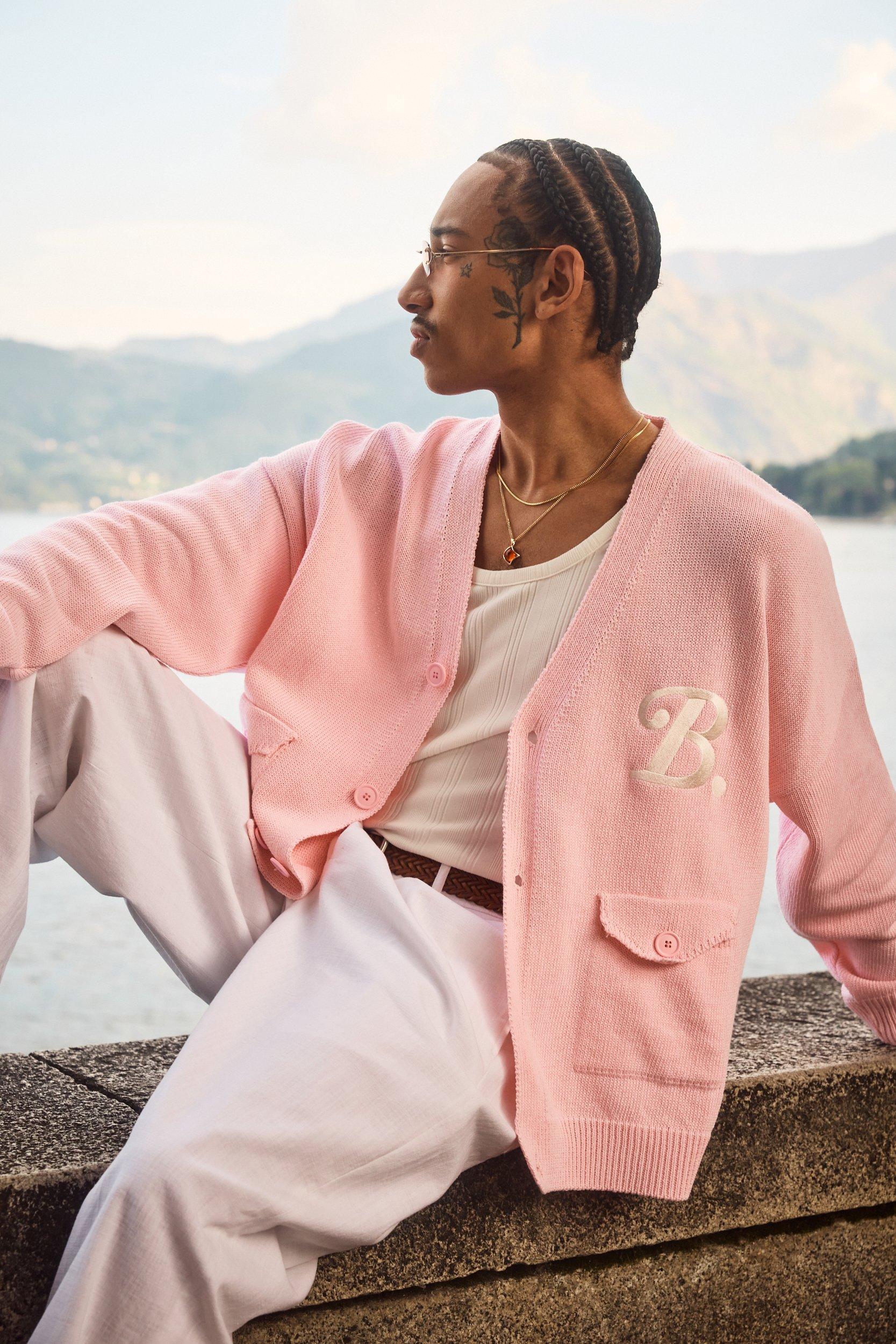 Boohoo Oversized Geborduurde Gebreide Drop Shoulder Cardigan, Pink