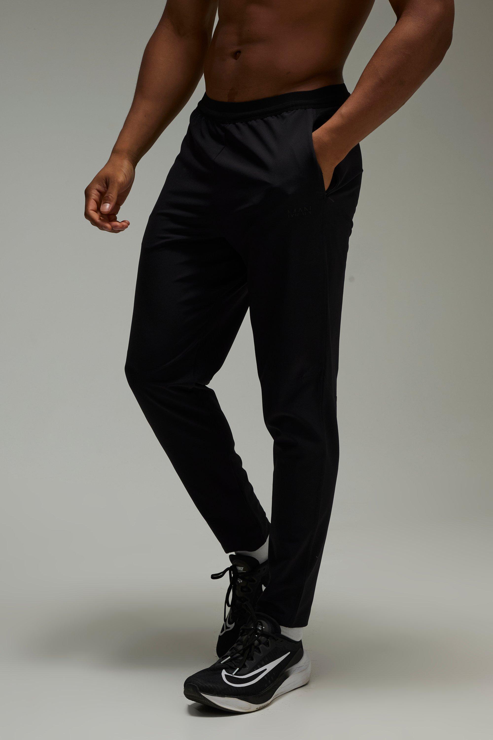 Mens Black Man Active Ripstop Stretch Woven Tapered Jogger, Black