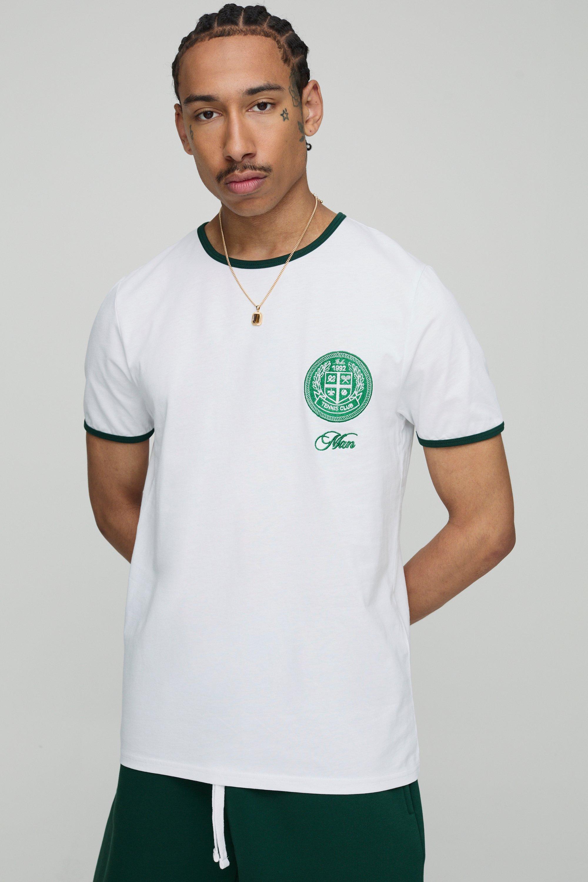 Slim Fit Man Embroidered Ringer T-Shirt