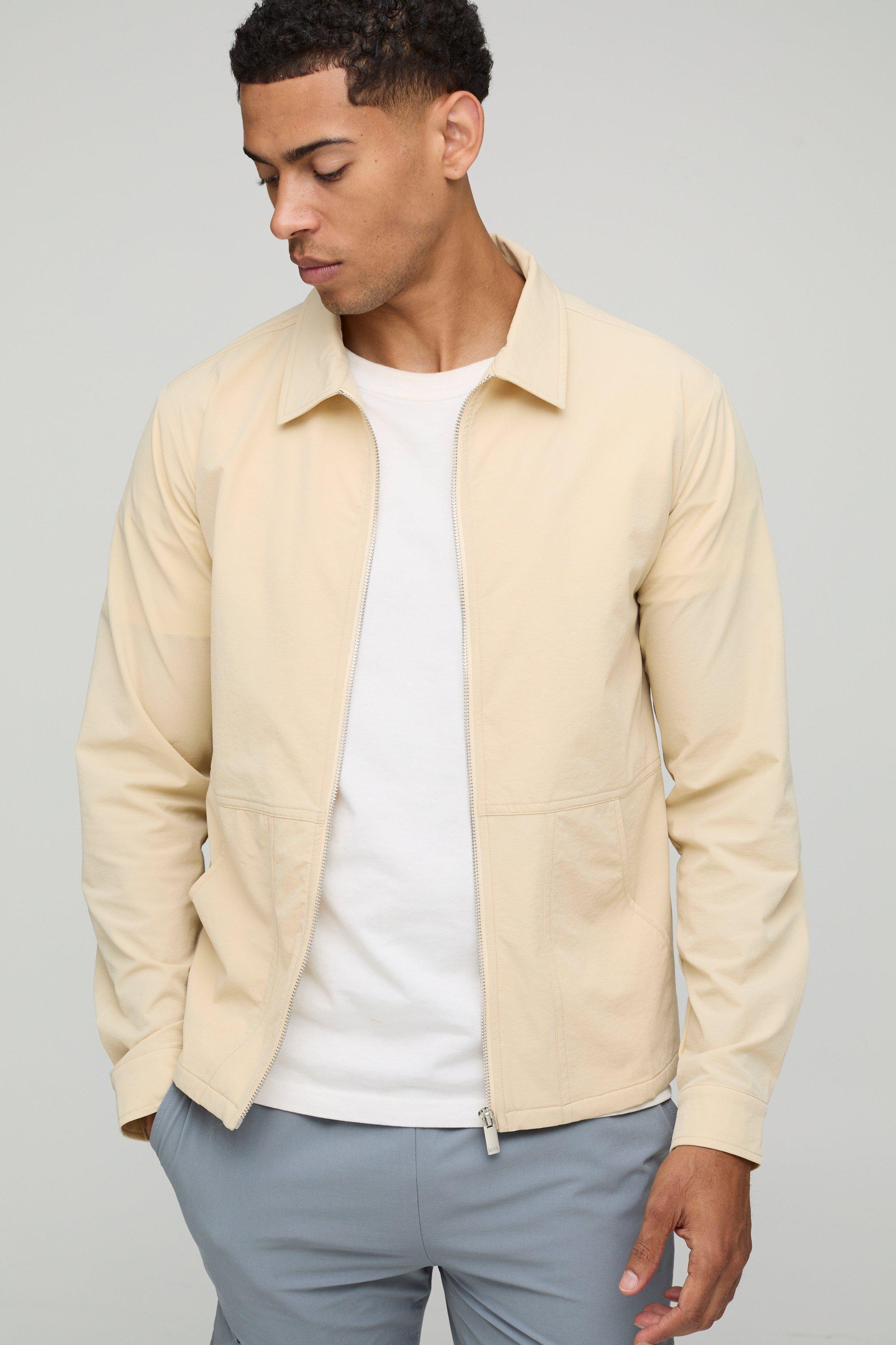 Image of Regular Fit Tech Stretch Overshirt, Cream