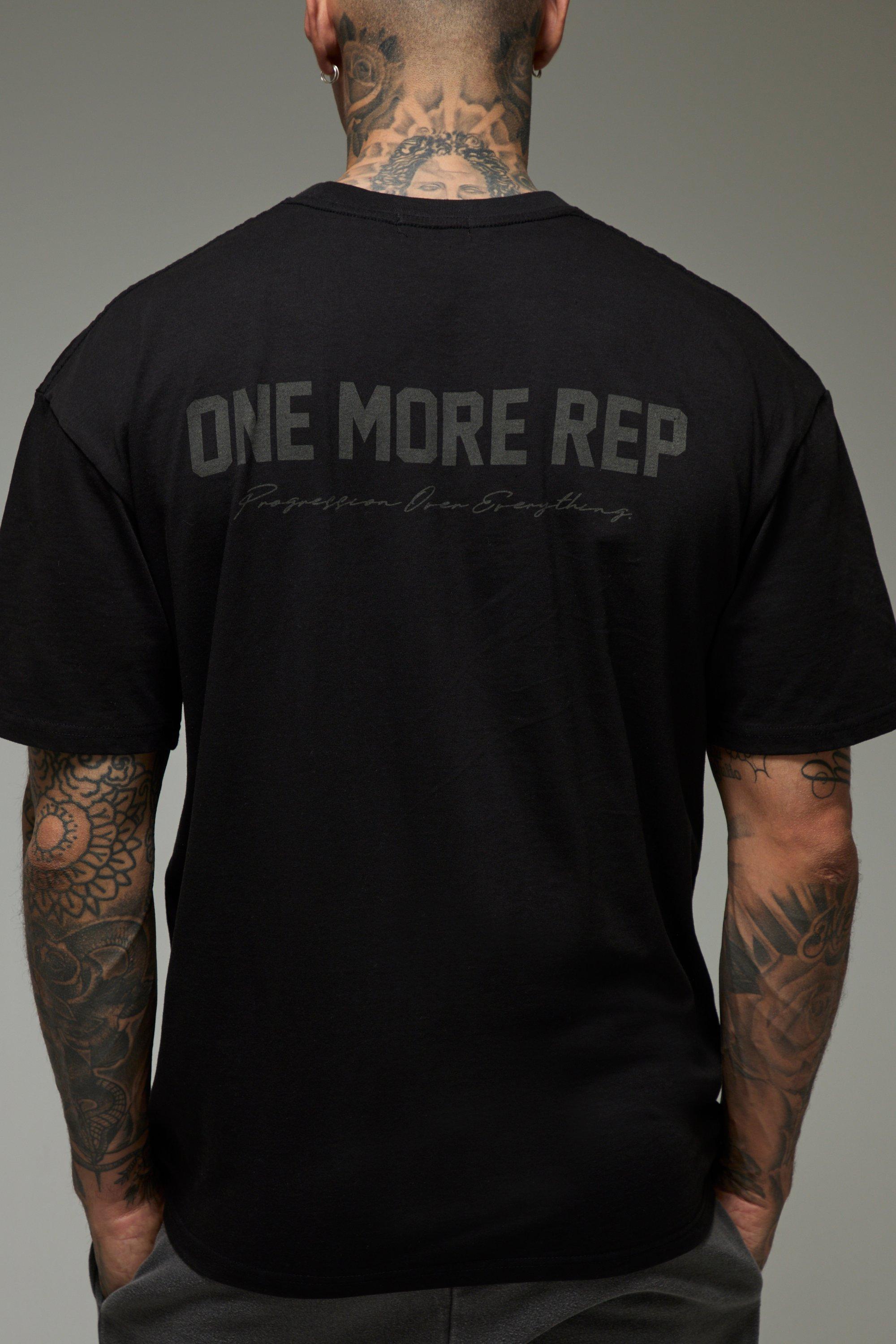 Image of T-shirt Tall oversize Man Active One More Rep, Nero