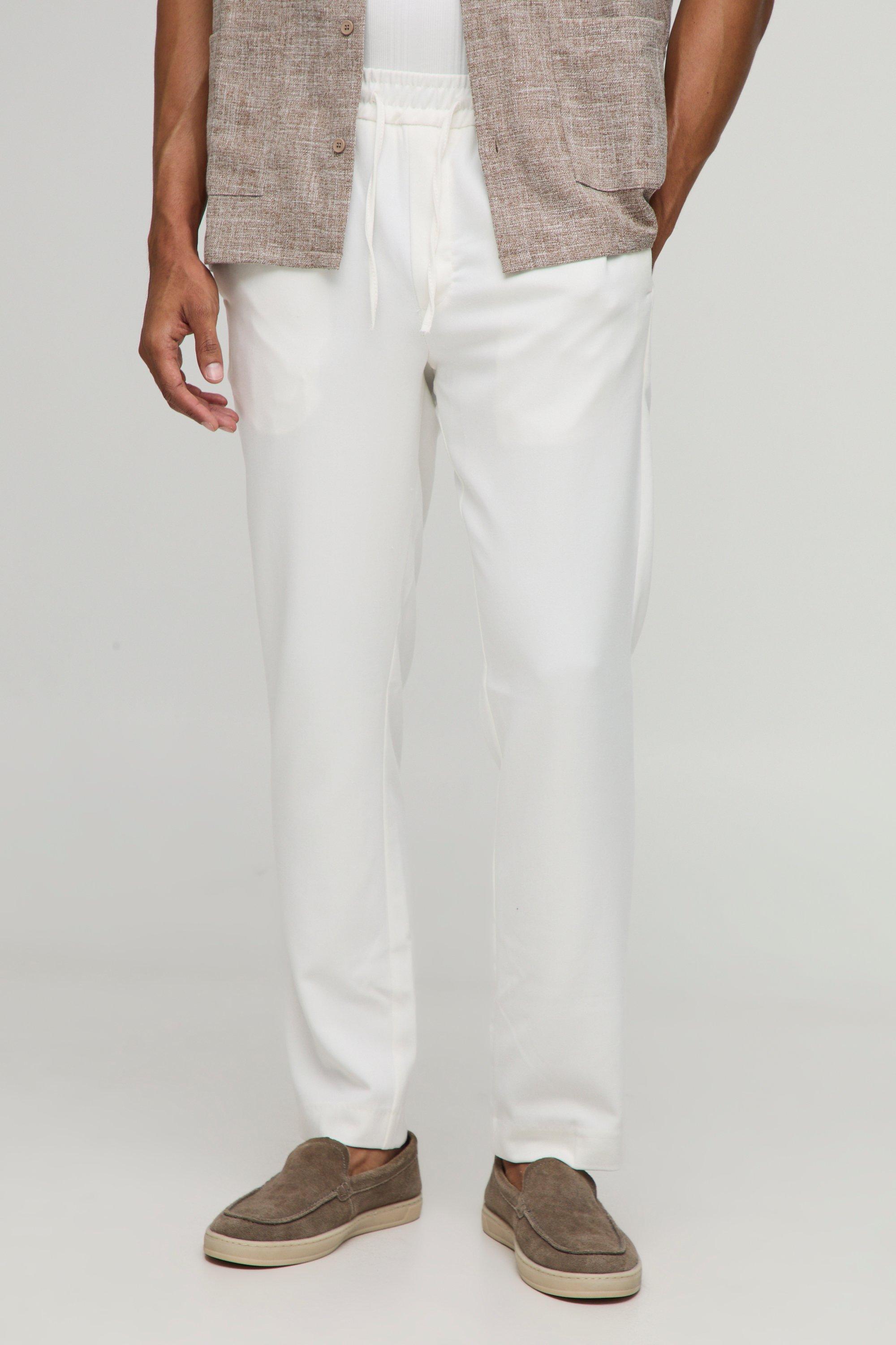 Boohoo Nette Geweven Joggingbroek Met Elastische Taille, Ecru