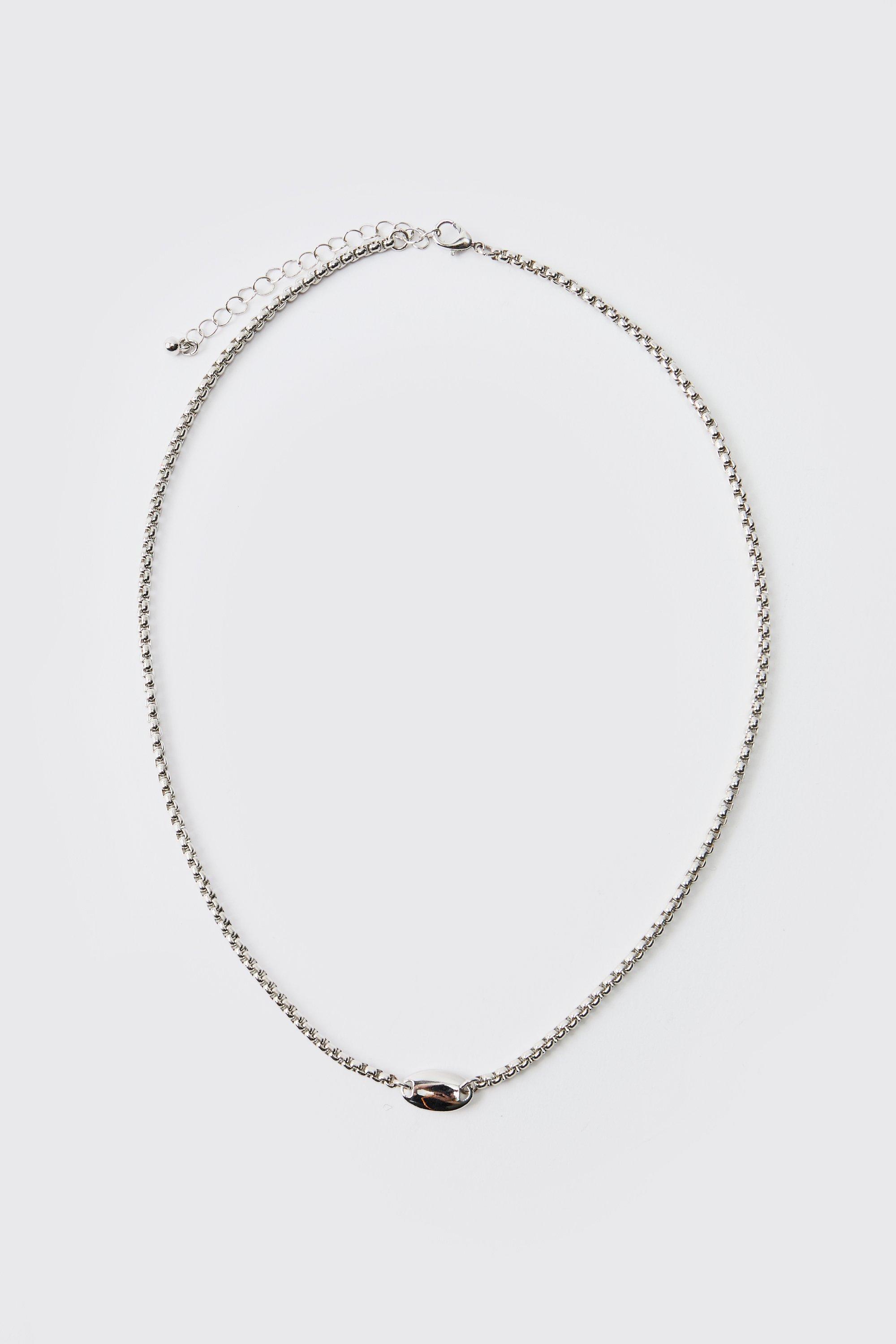 Mens Grey Silver Necklace, Grey