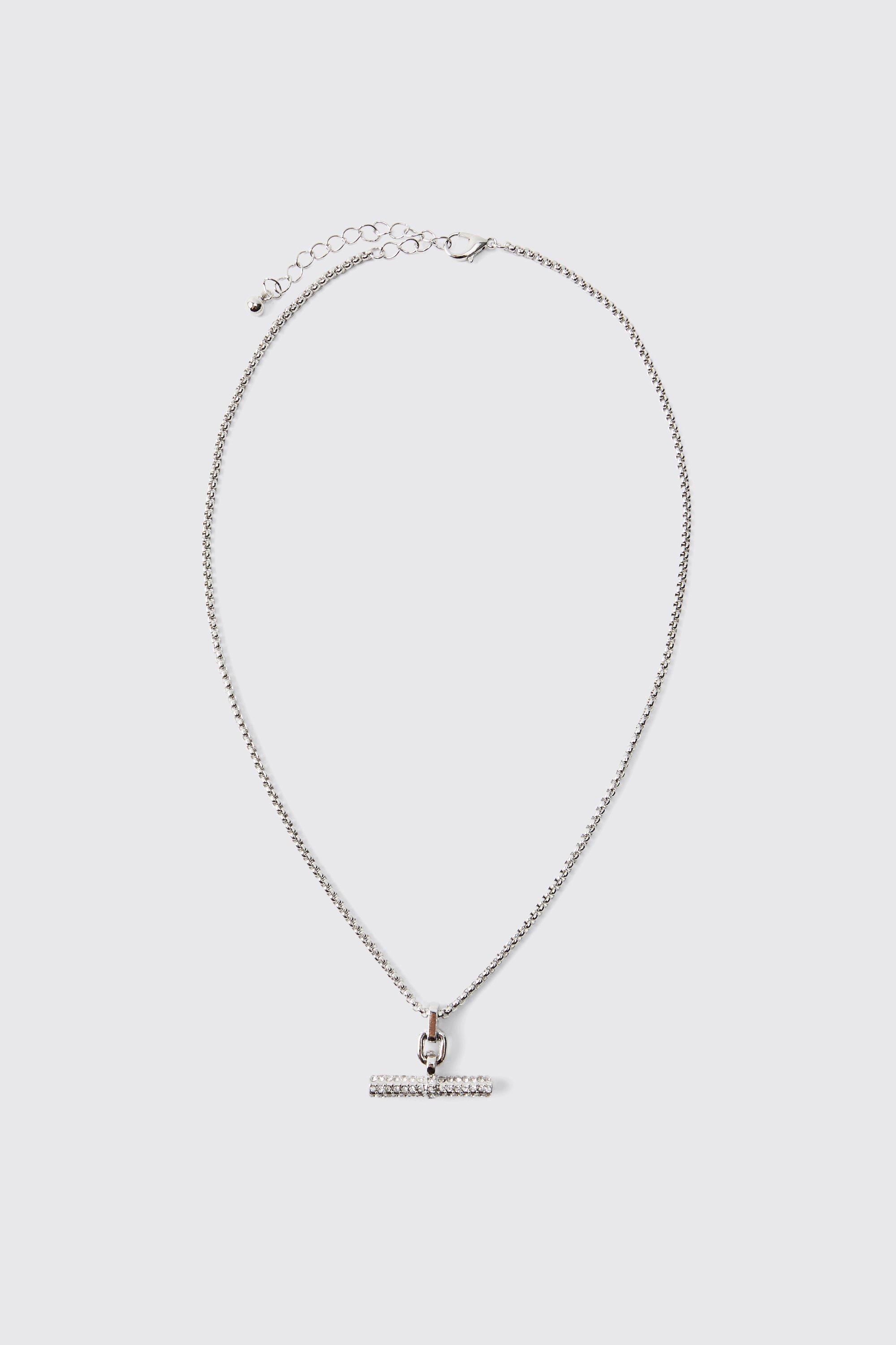 Image of Collana in argento con pendente effetto ghiaccio, Grigio