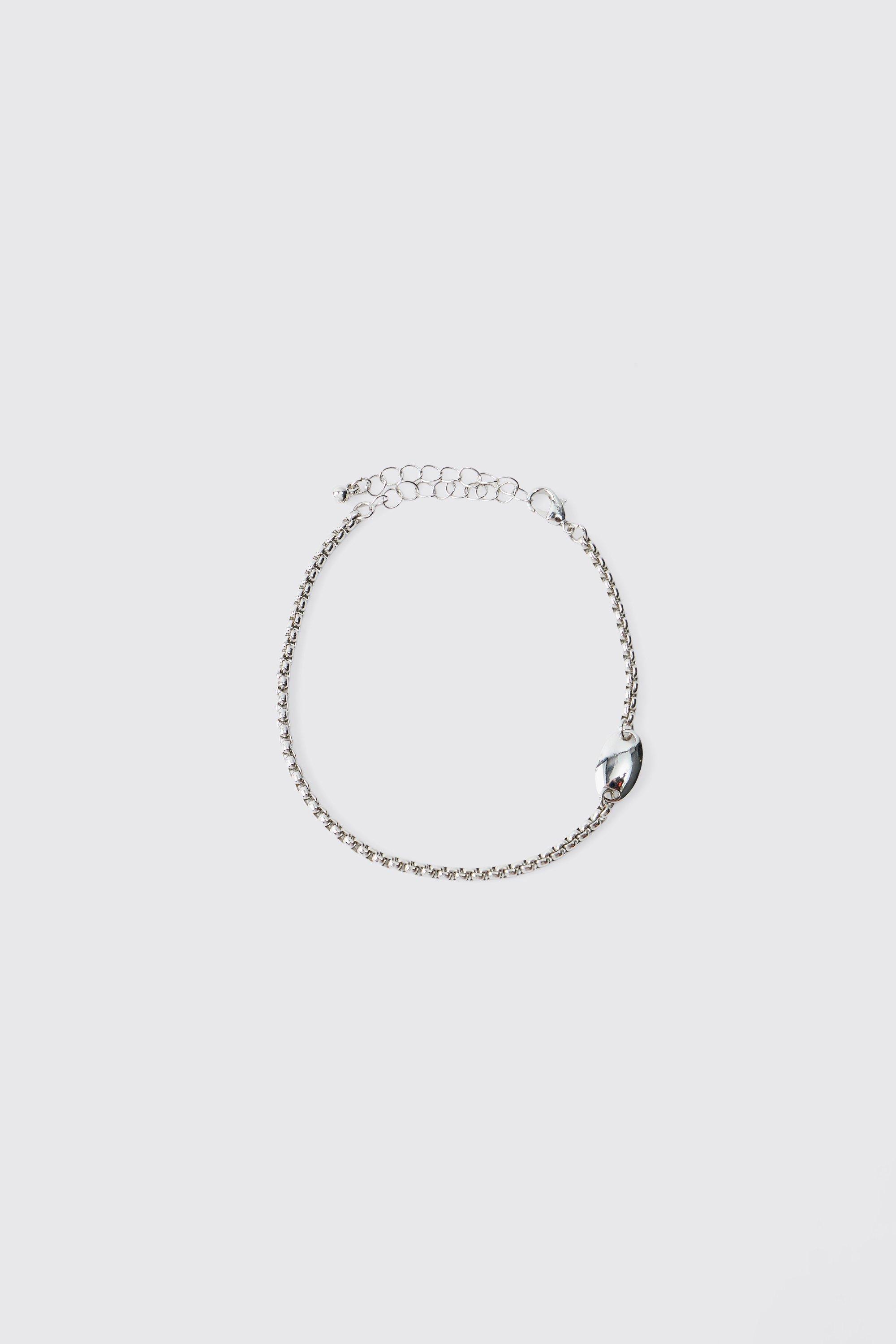 Mens Grey Silver Bracelet, Grey