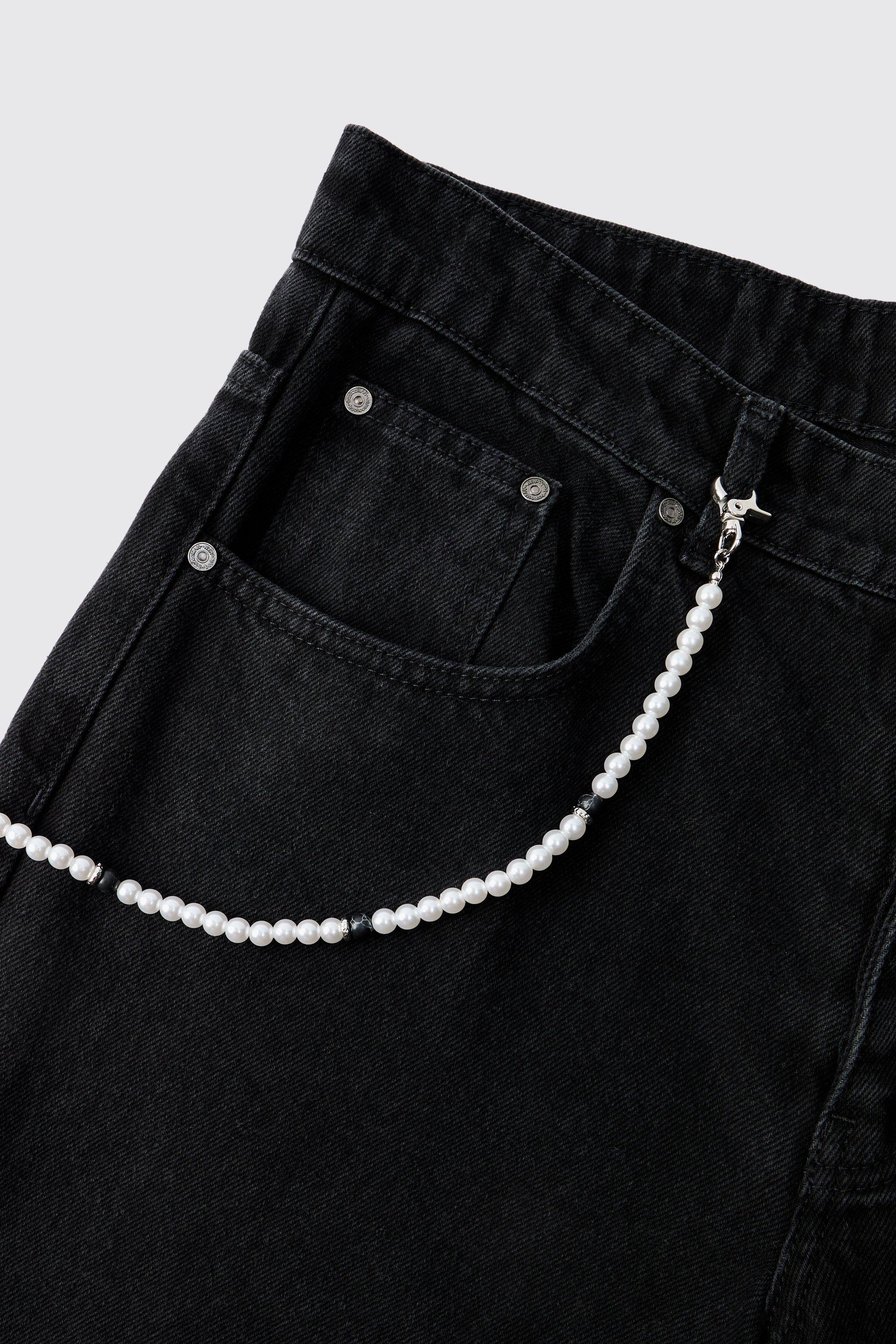 Image of Catena per jeans con perle, Bianco