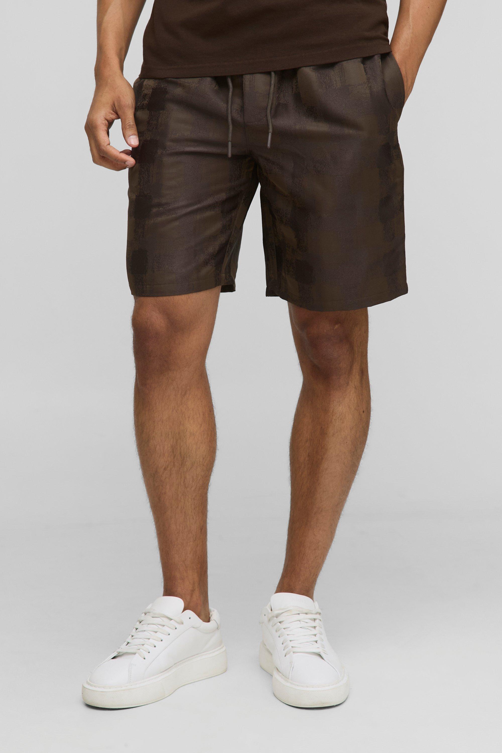 Elasticated Waist Relaxed Fit Satin Textured Shorts