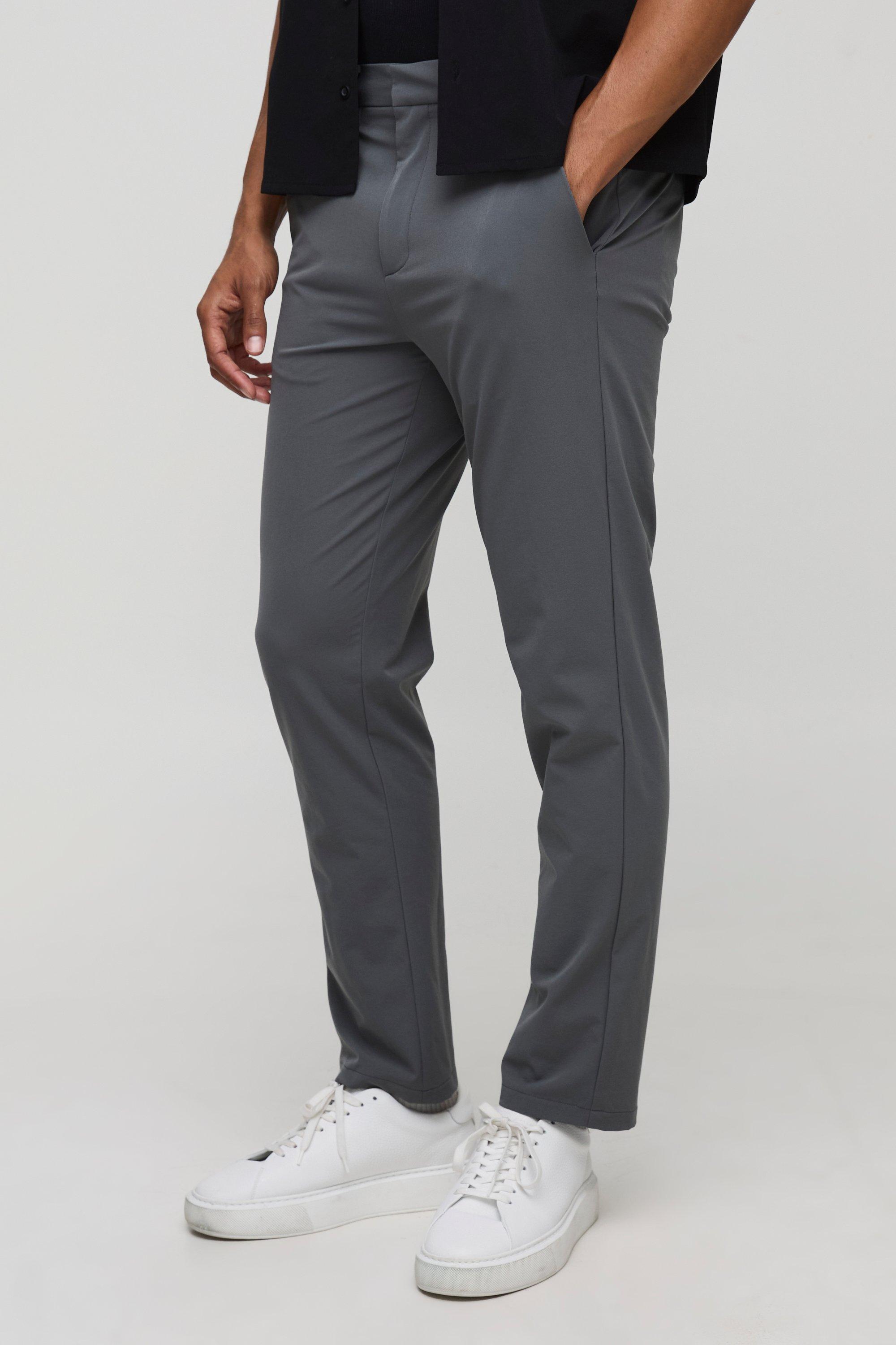 Mens Grey Technical Tapered Fit Trousers, Grey