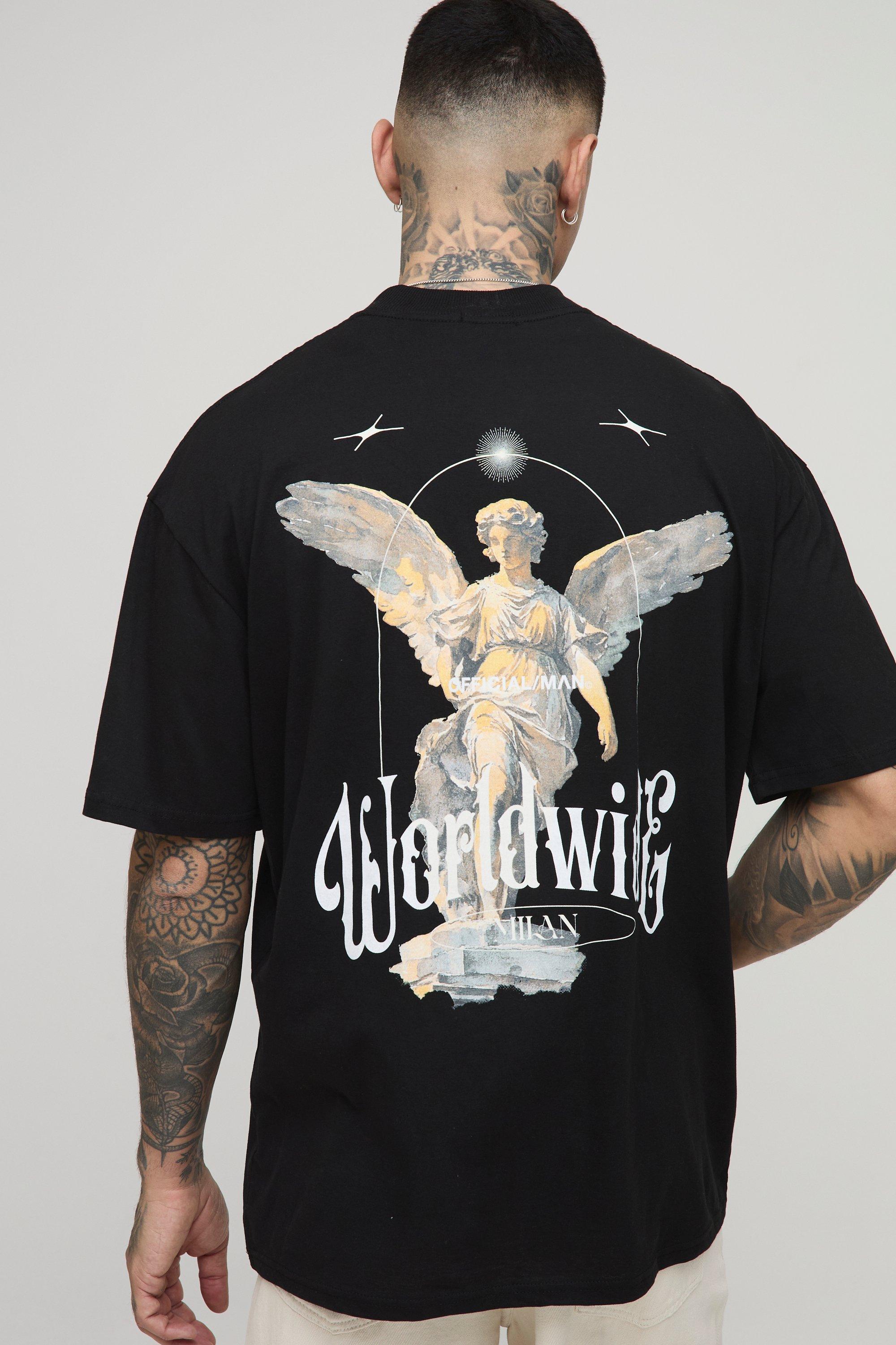【boohoo】MAN ウォッシュド プリント Tシャツ ウォッシュ加工ニットプリントTシャツ - ブラック | ZARA Japan