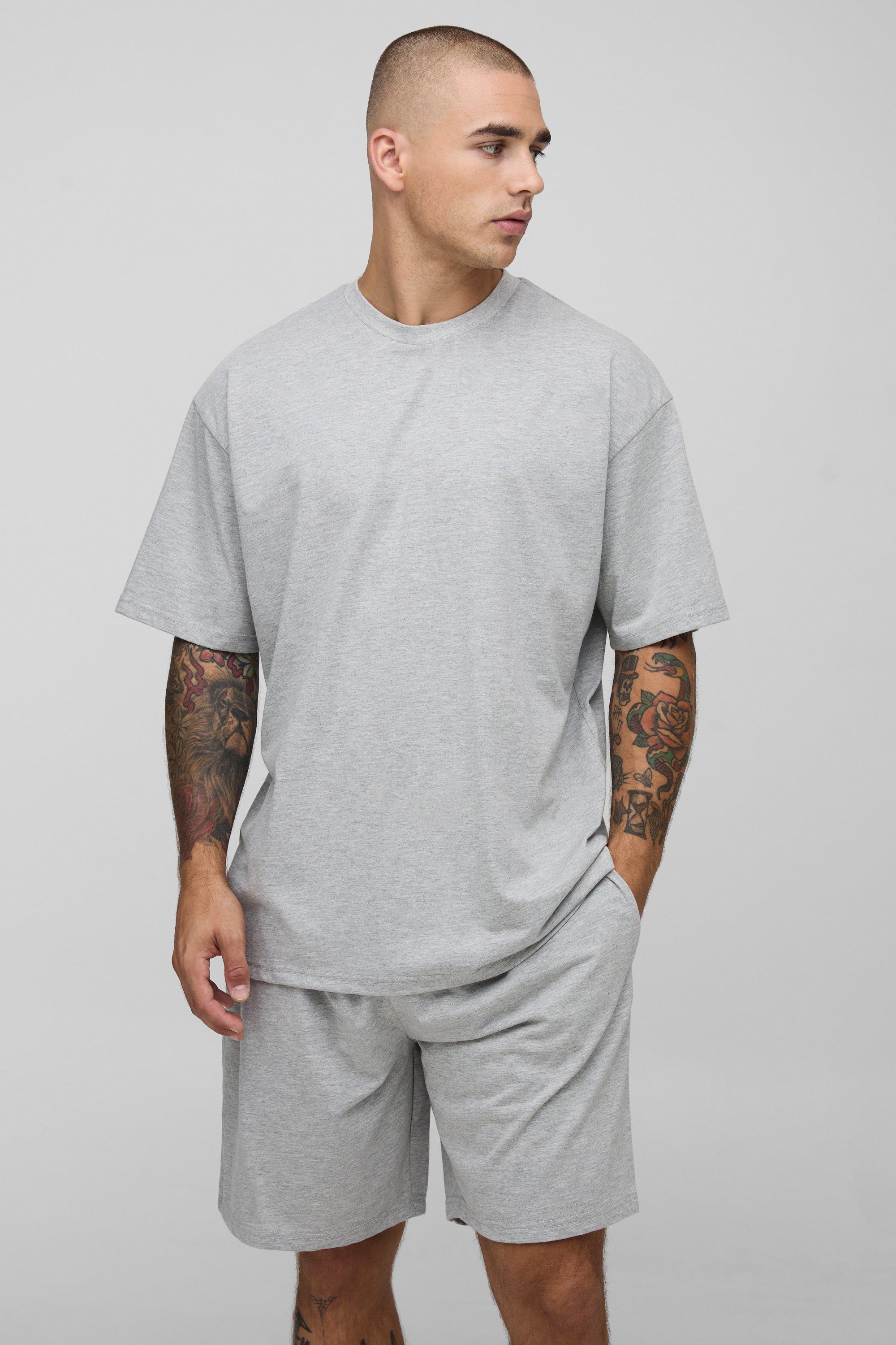 Mens Grey MAN Dash Loungewear Short Set, Grey