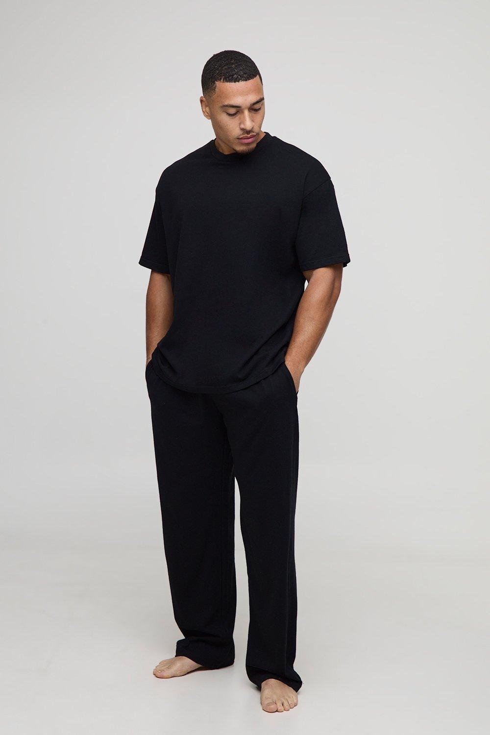 Mens Black MAN Loungewear T-Shirt And Jogger Set, Black