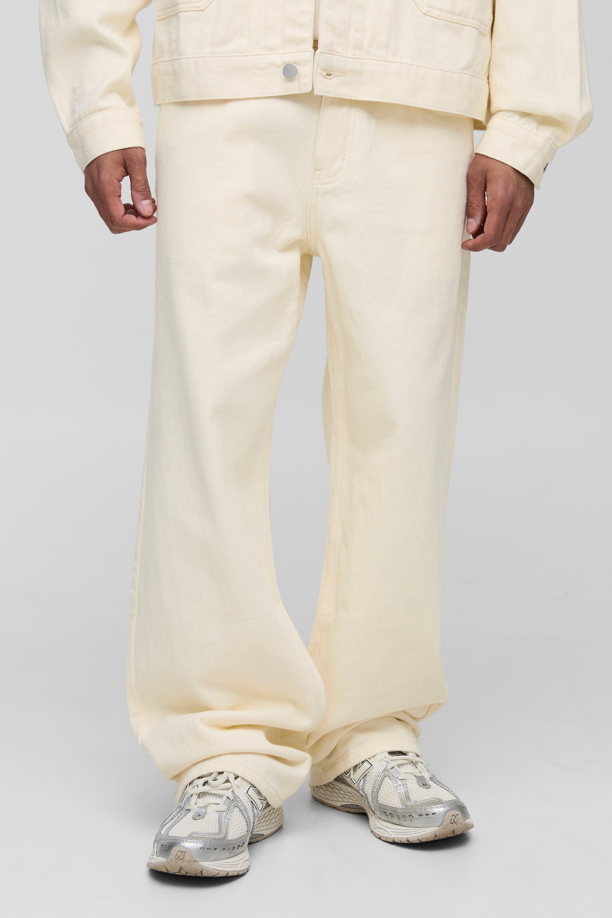 Relaxed Washed Let Down Hem Jeans