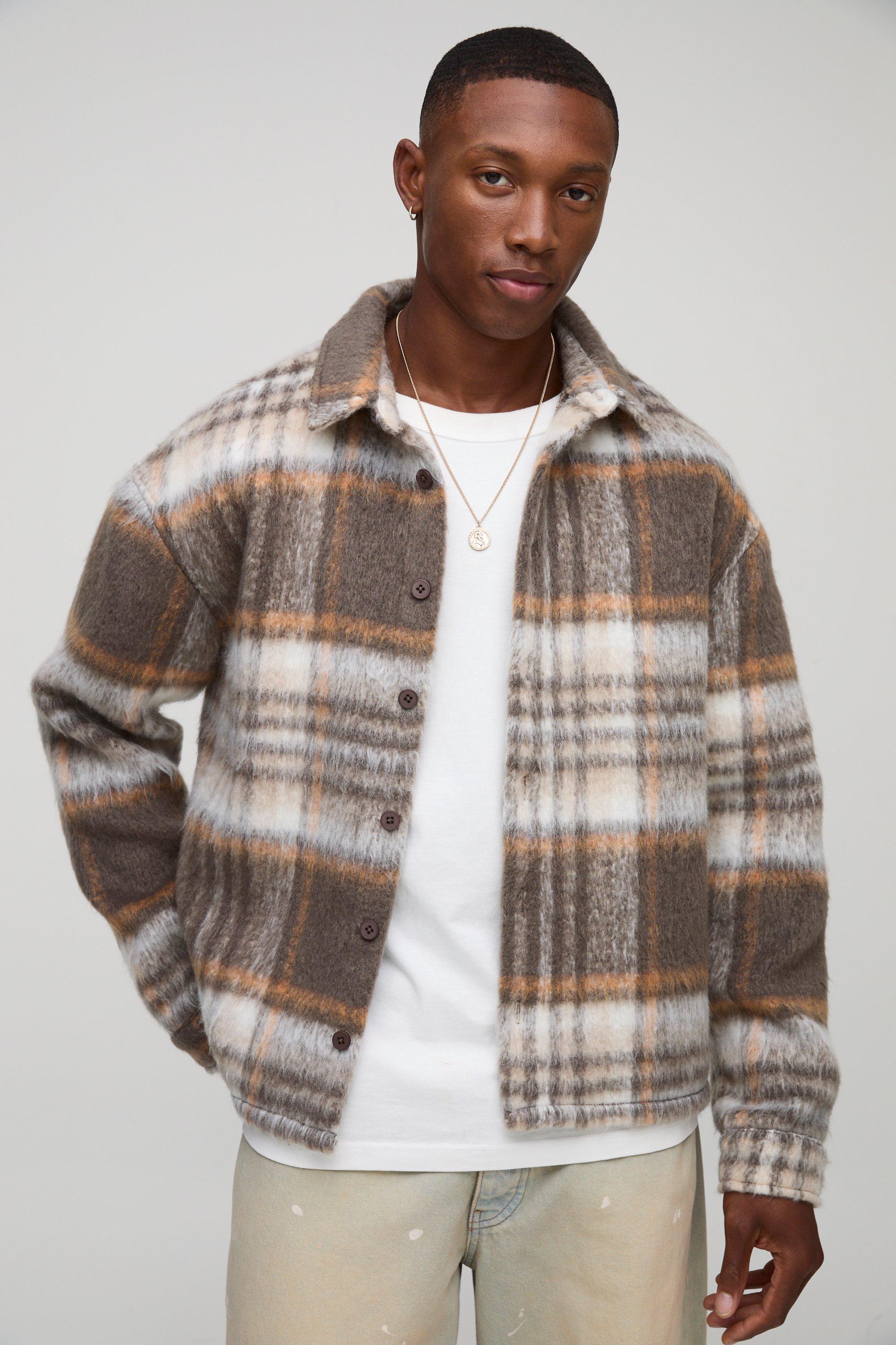 Oversized Boxy Brushed Check Overshirt