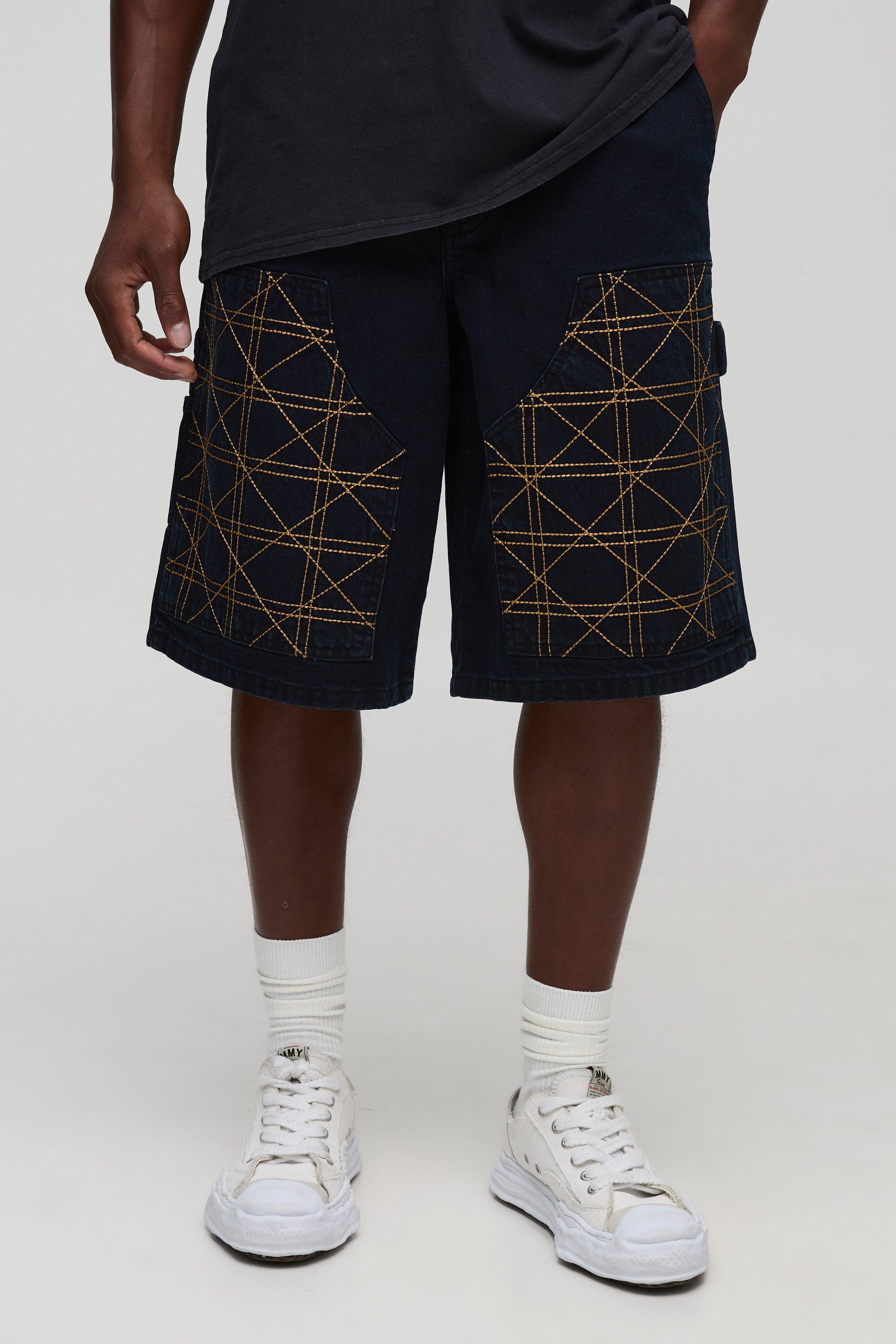 Regular Fit Carpenter Contrast Stitch Denim Jorts