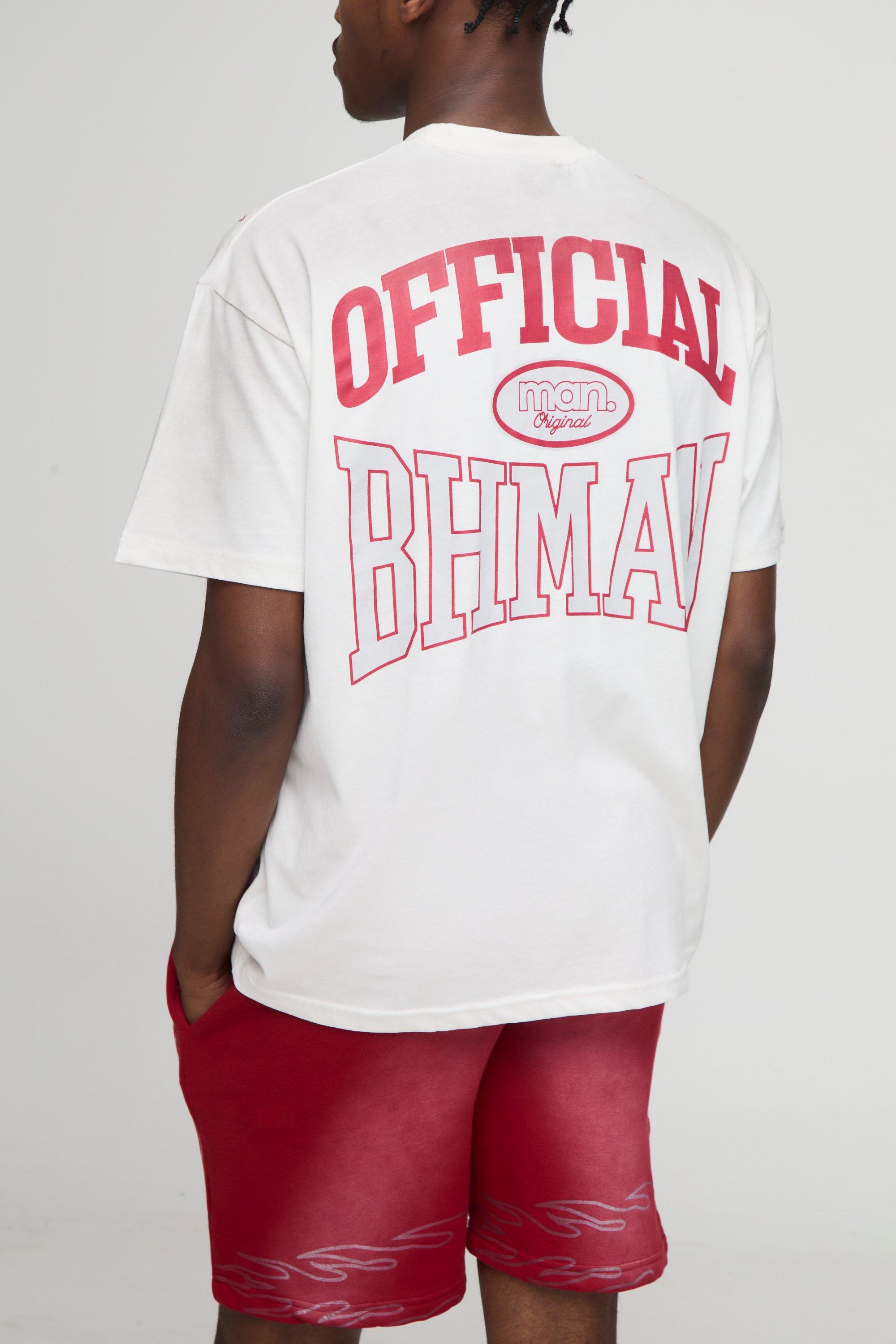 Mens Red Oversized Spray Wash T-Shirt And Relaxed Jersey Shorts, Red