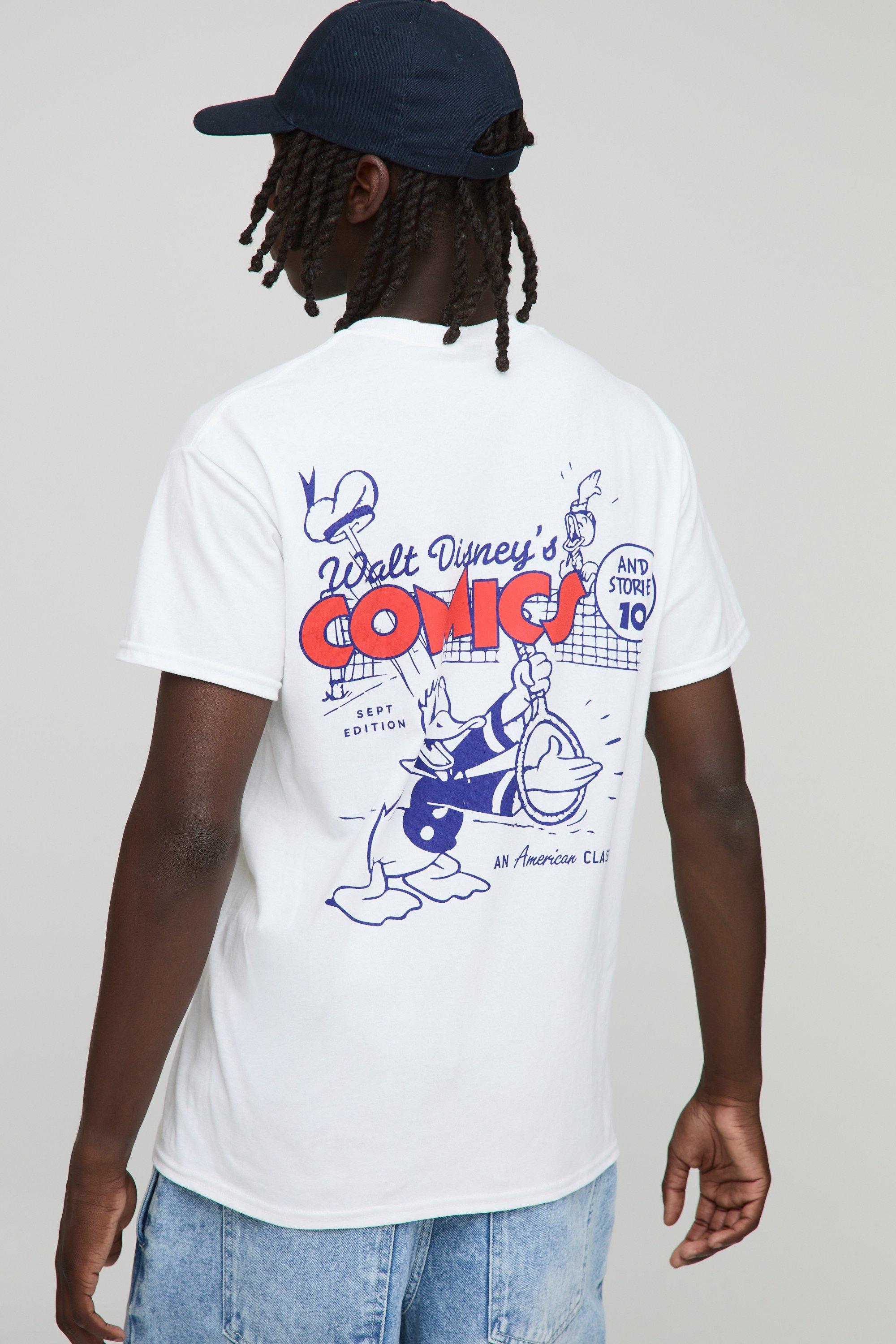 Image of T-shirt squadrata oversize bianca ufficiale Disney di Paperino con girocollo esteso, Bianco