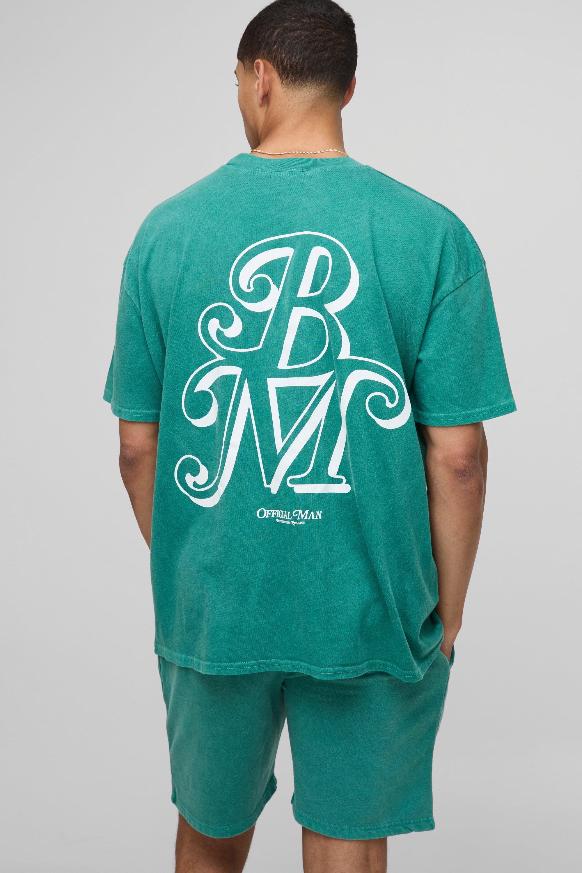 Image of Set T-shirt oversize slavata & pantaloncini, Verde