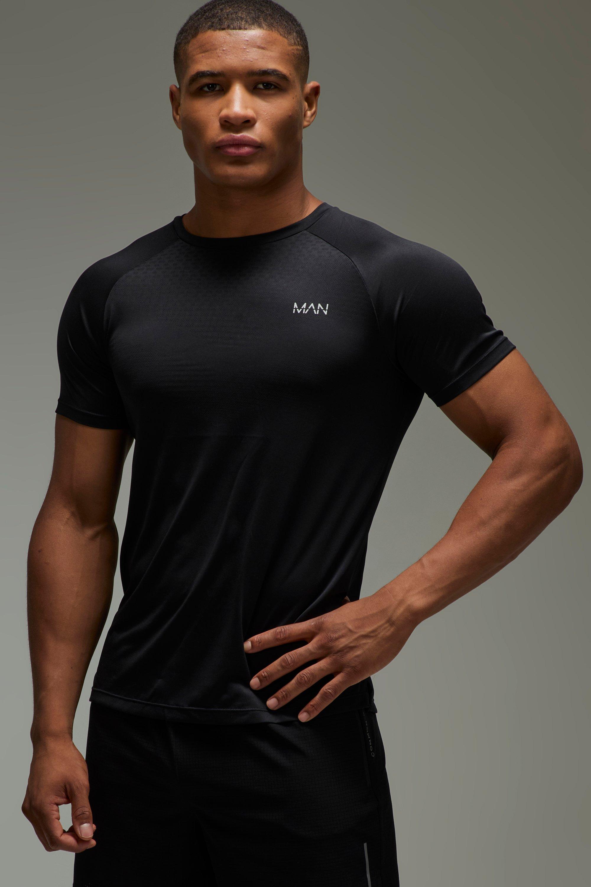 Mens Black Man Active Engineered Knit Regular Fit T-shirt, Black