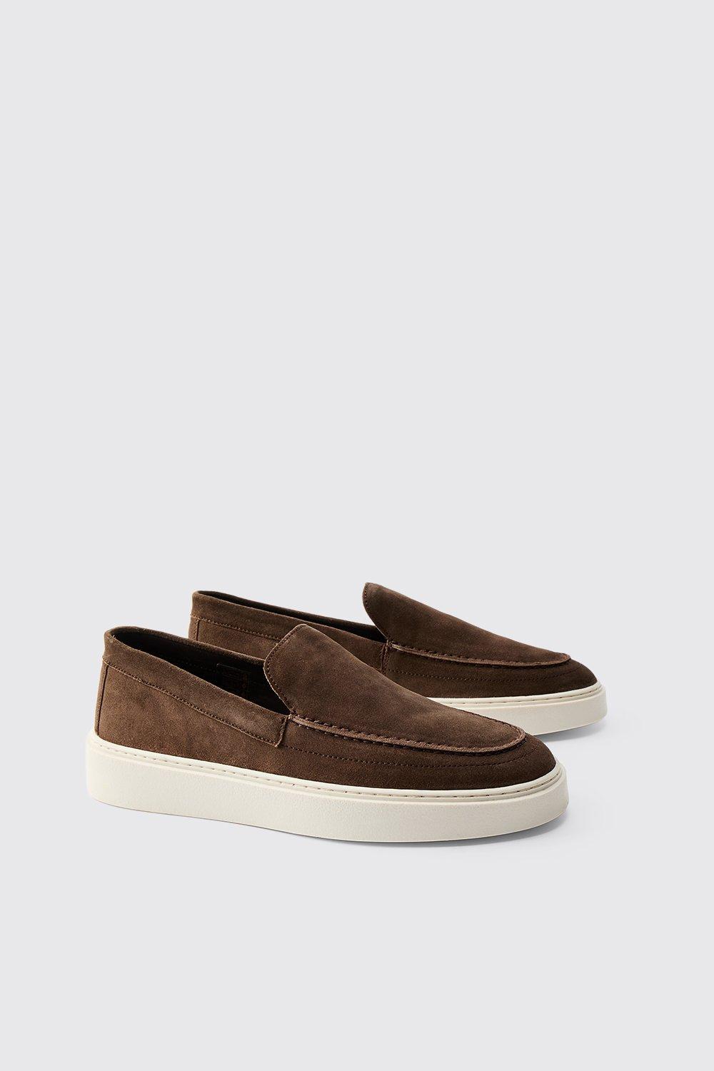 Mens Brown Leather Loafer, Brown