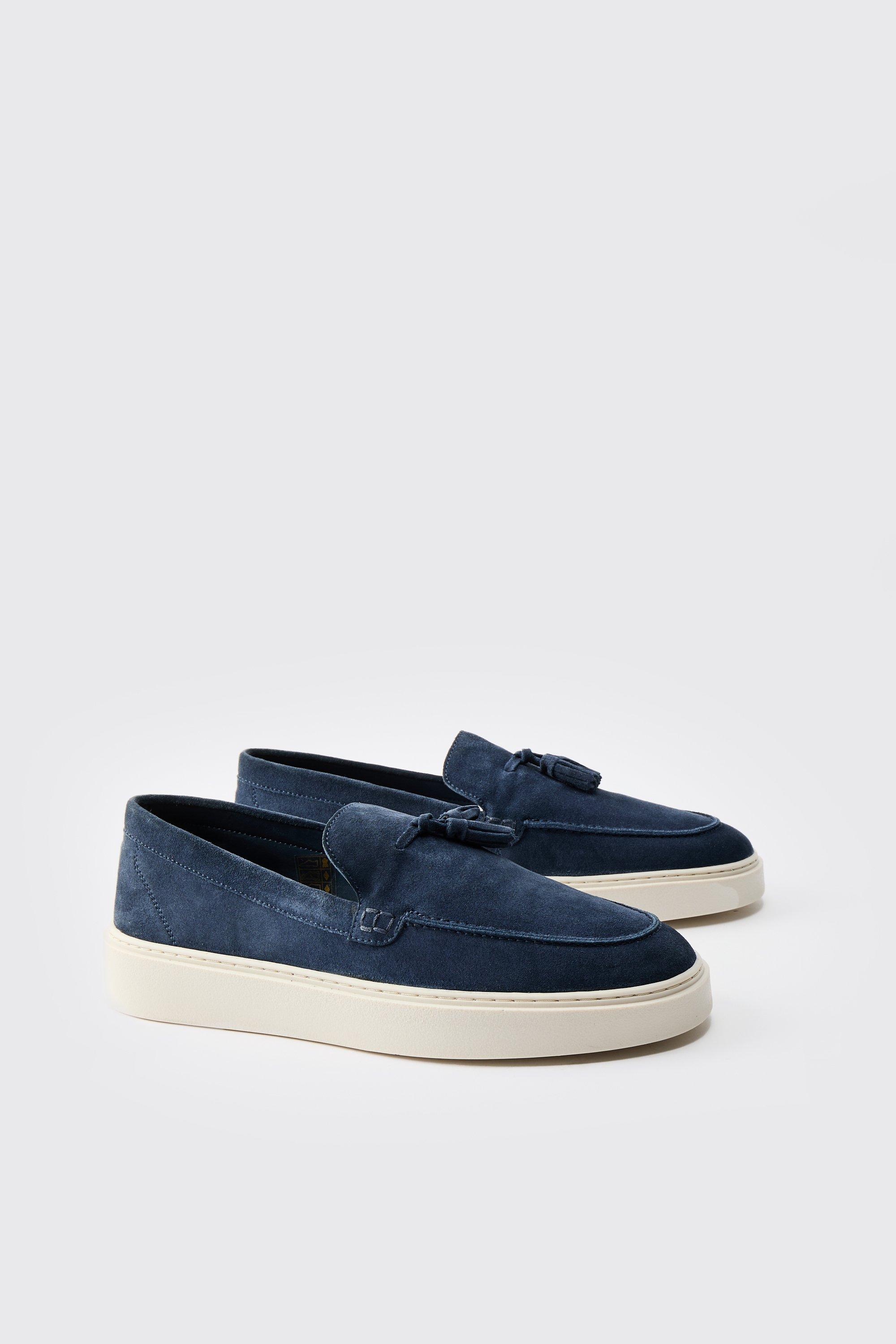 Boohoo Leather Loafer With Tassel, Navy