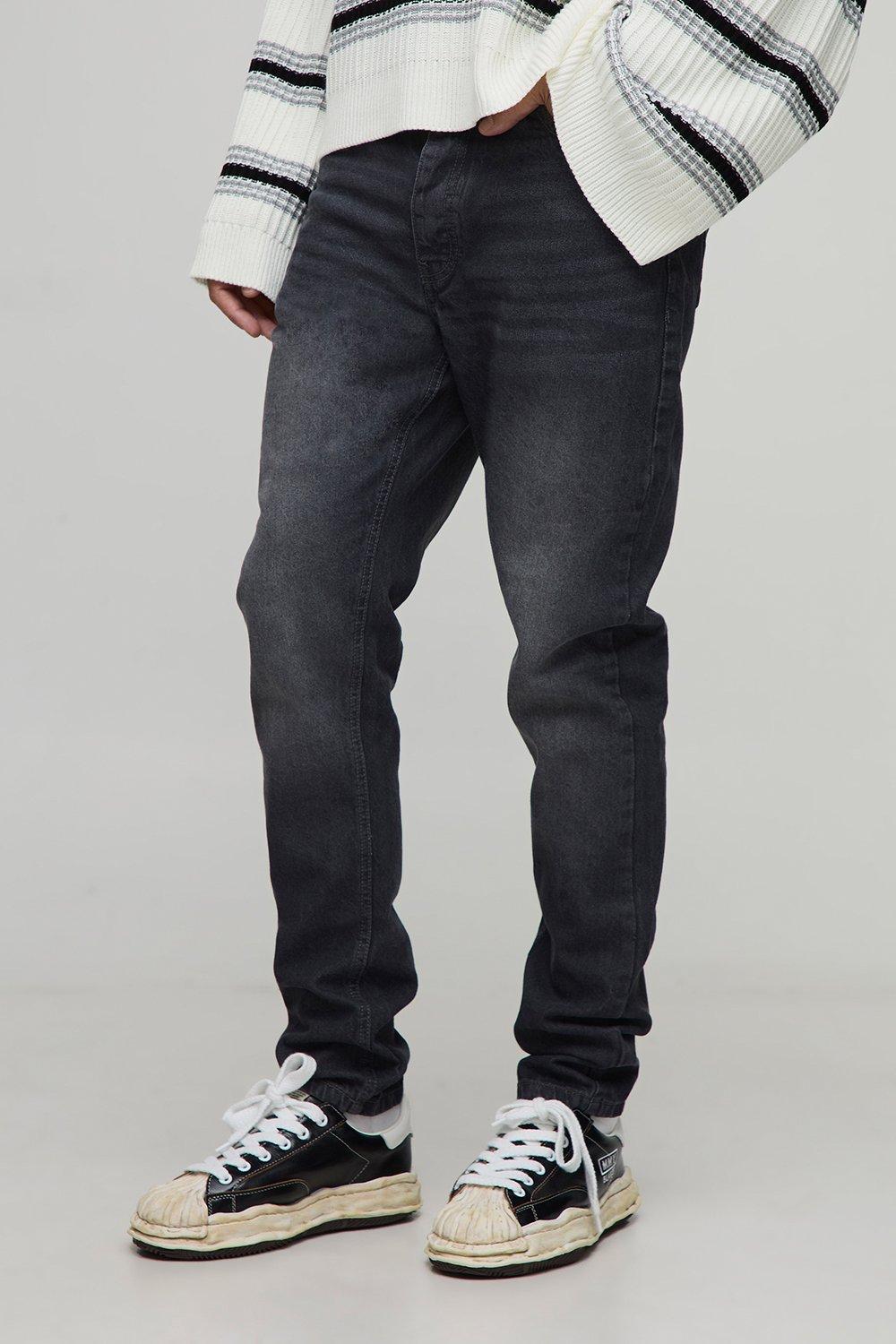 Mens Grey Tall Slim Rigid Jeans, Grey