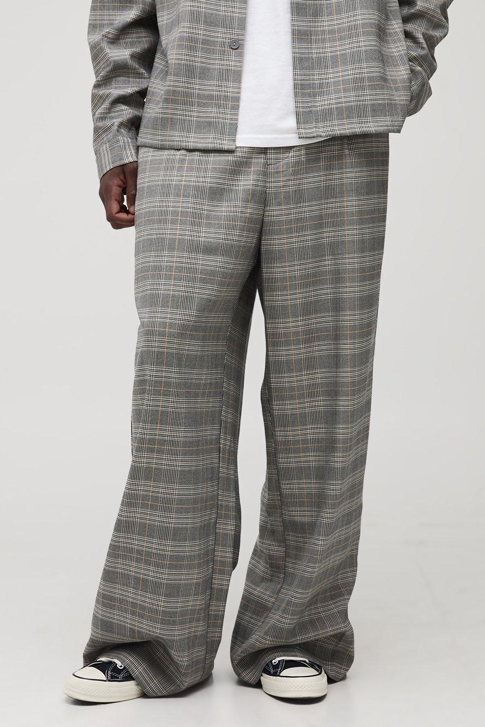 Image of Tall Wide Leg Heritage Check Trouser, Grigio