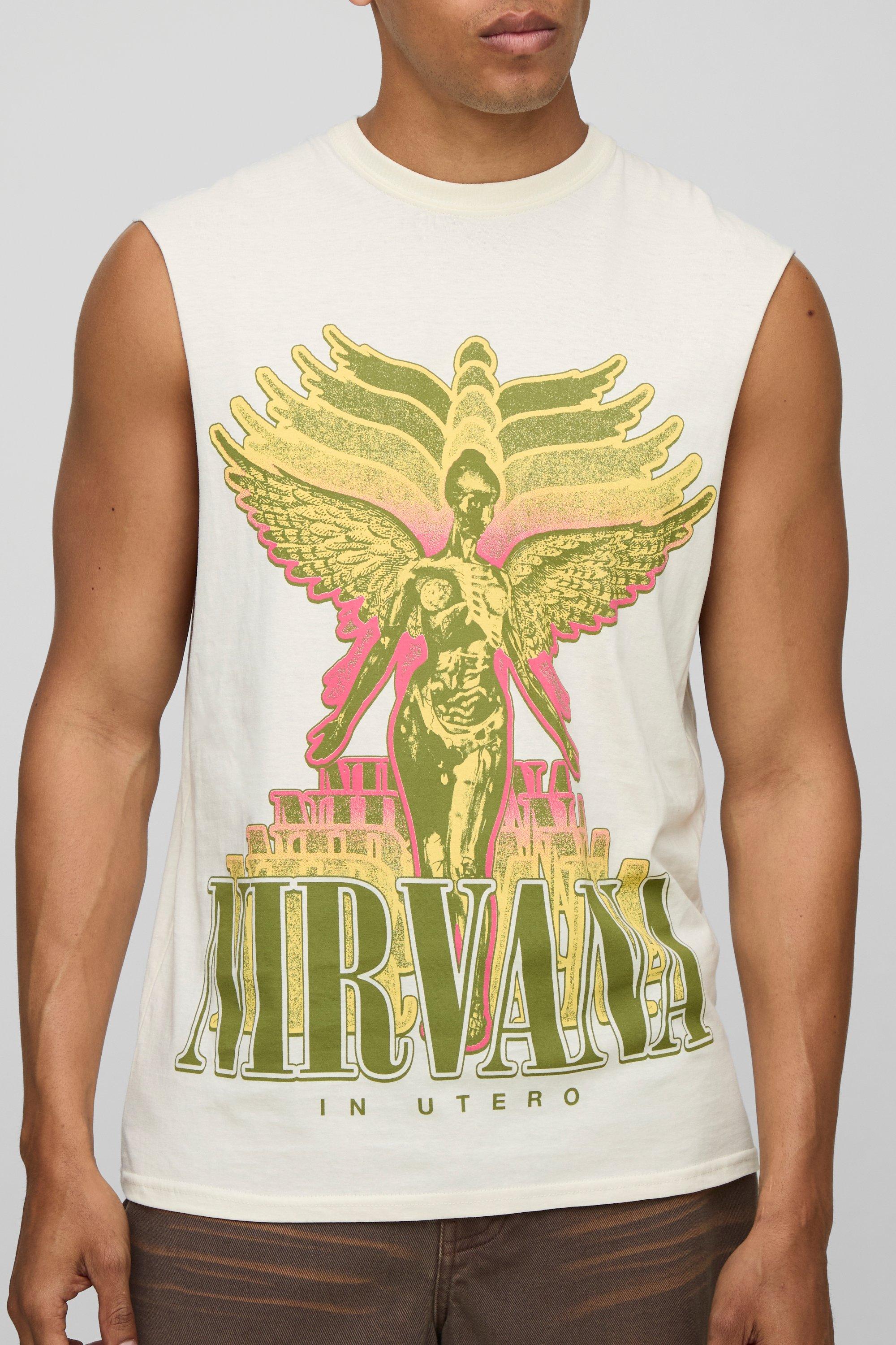 Mens Cream Ecru Regular Fit Nirvana License vest, Cream