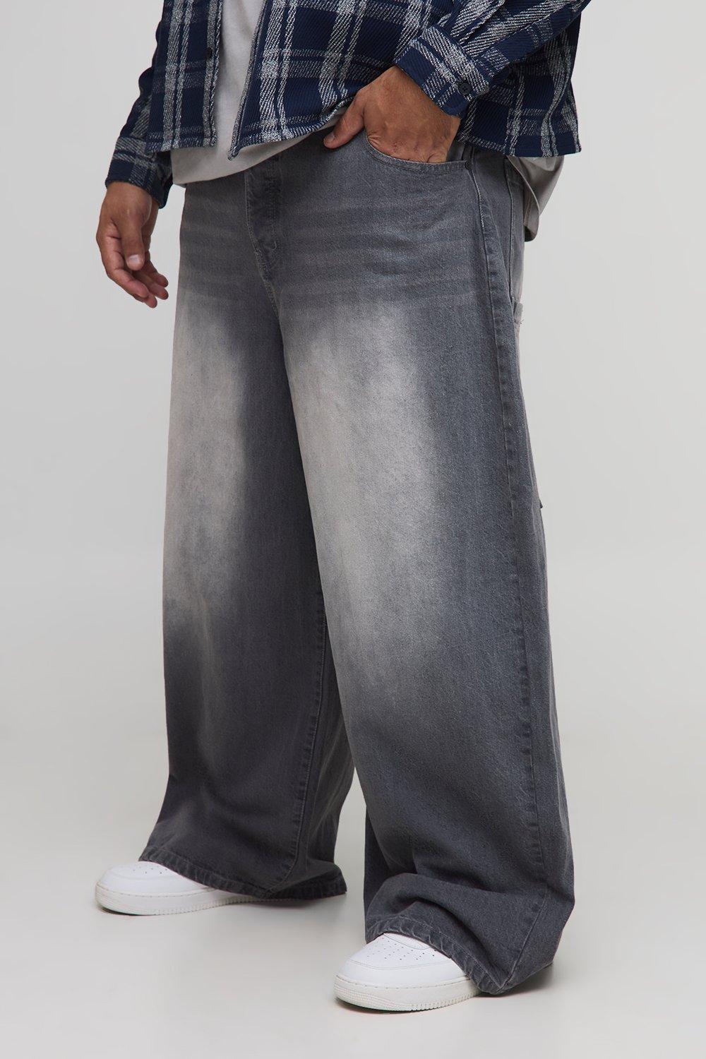 Image of Plus Parachute Extreme Washed Woven Tab Jeans, Nero