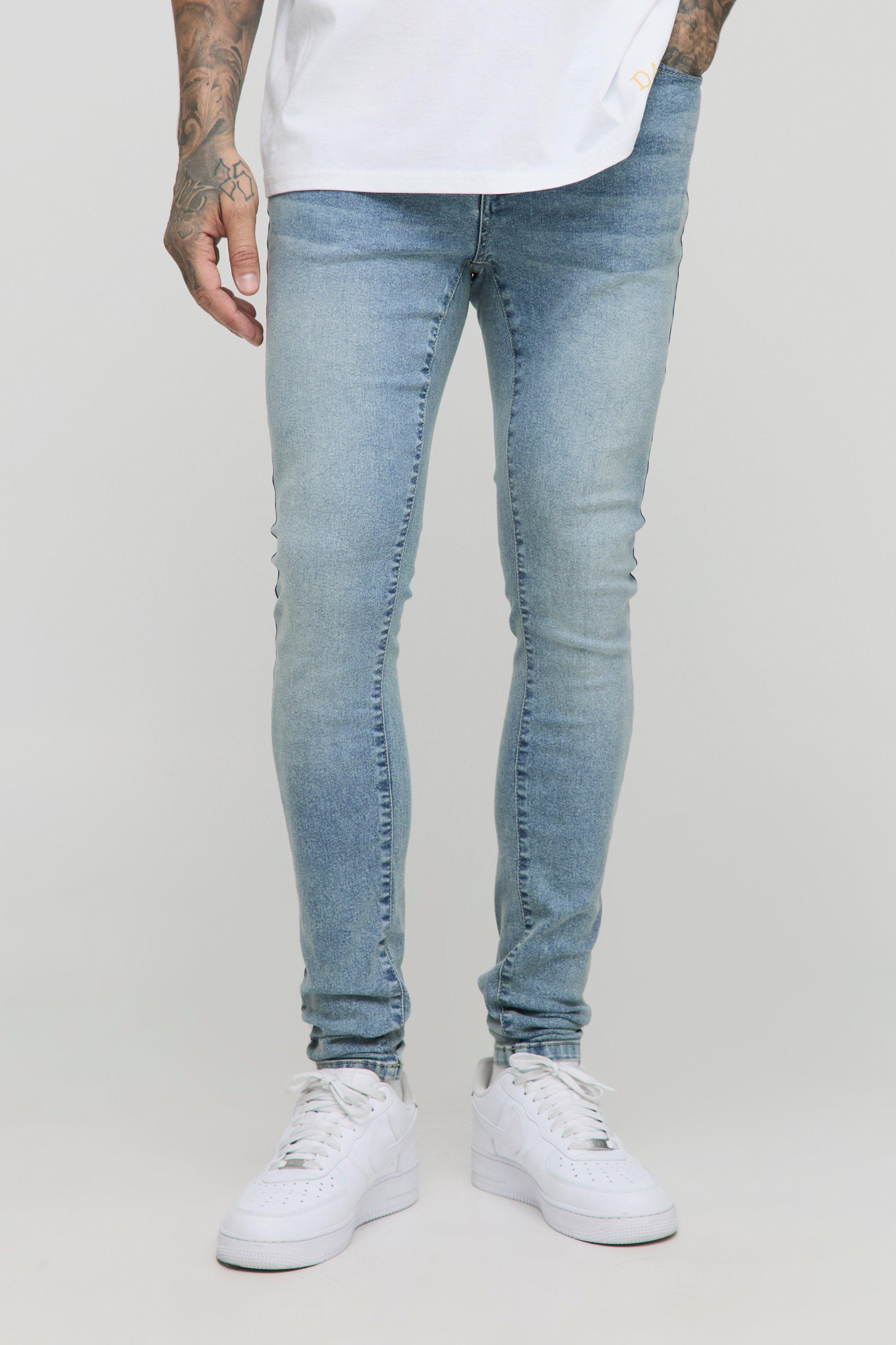 Image of Tall Super Skinny Stretch Extreme Washed Skinny Jeans, Azzurro